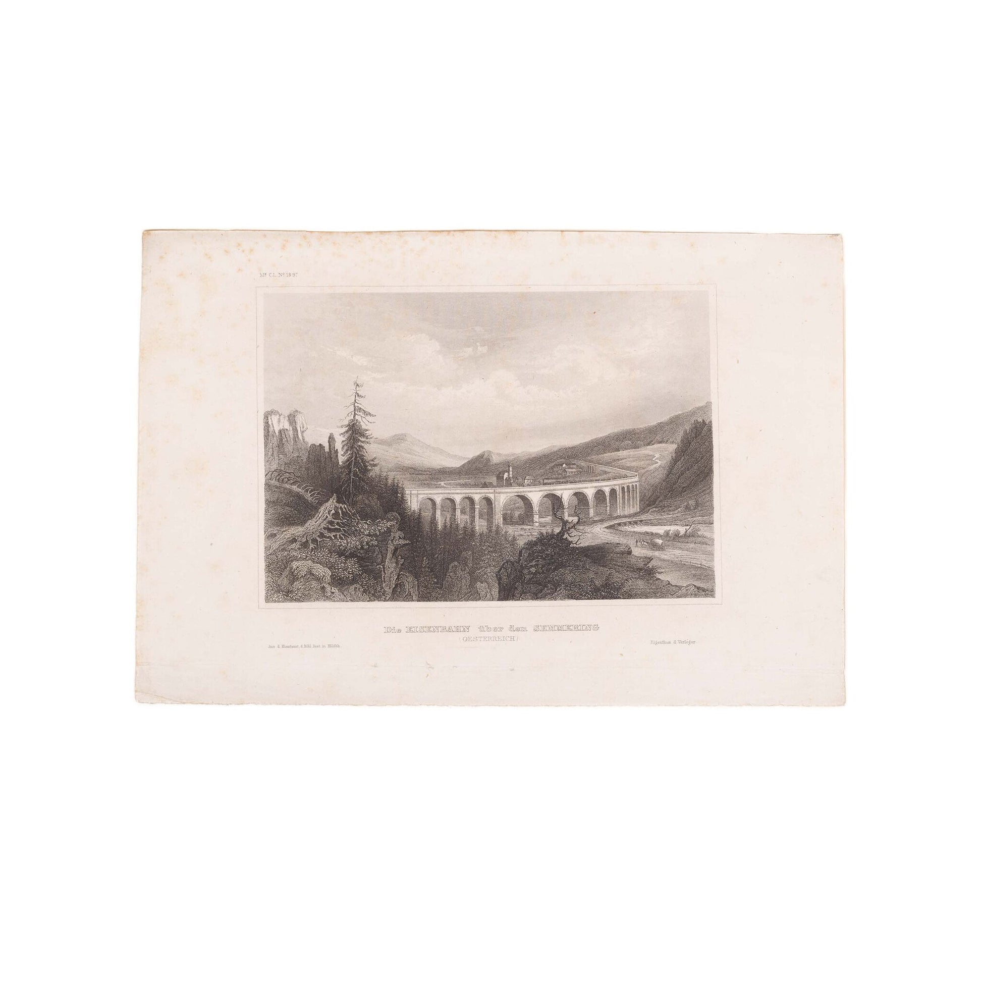 Drie prenten van spoorbruggen in Polen en Oostenrijk, ca. 1850-2