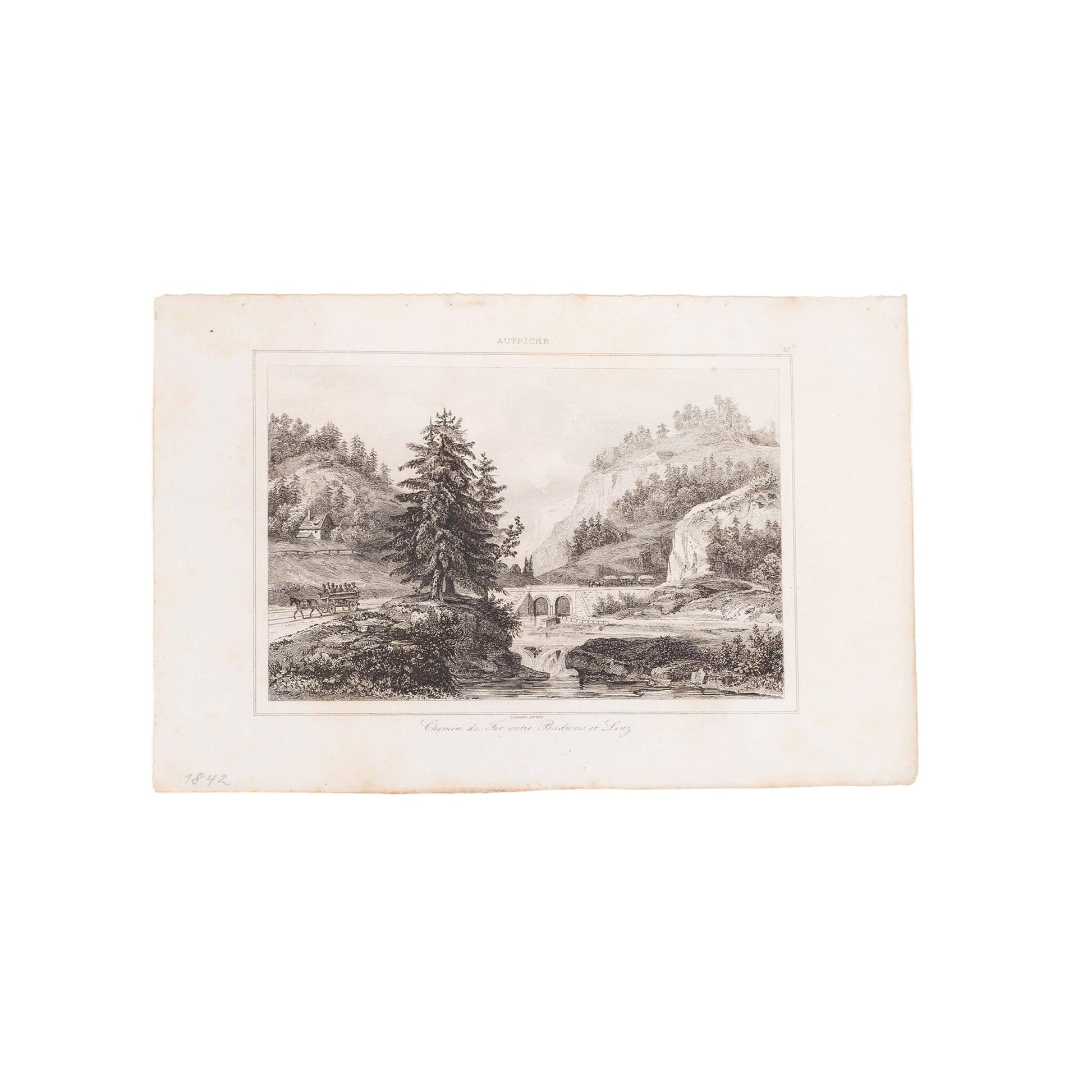 Drie prenten van spoorbruggen in Polen en Oostenrijk, ca. 1850-4