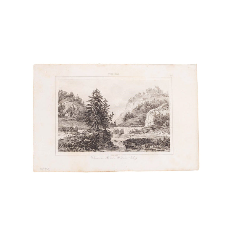 Drie prenten van spoorbruggen in Polen en Oostenrijk, ca. 1850-zoom-