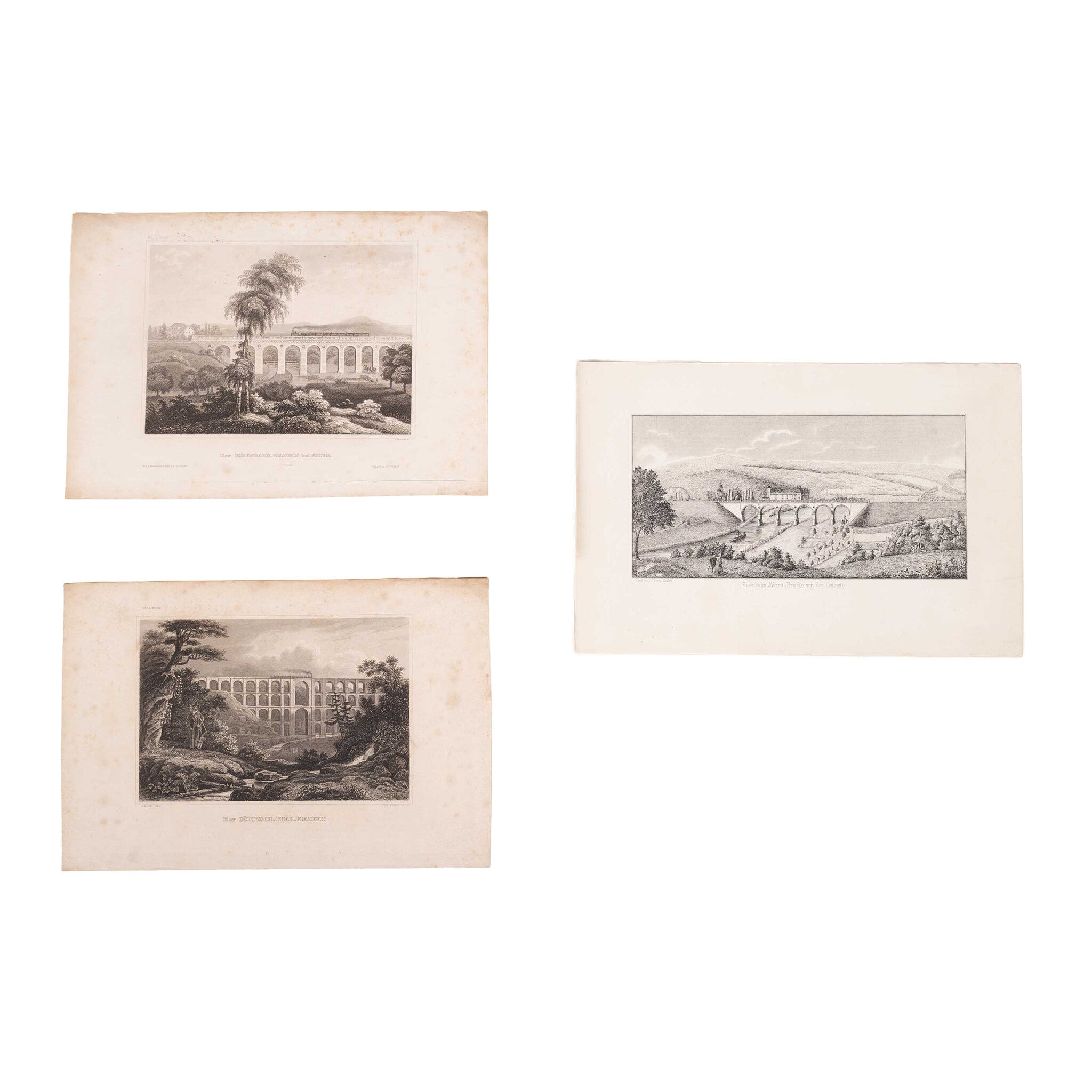 Drie prenten van een spoorwegbrug in Duitsland, ca. 1850, 1851-zoom-1