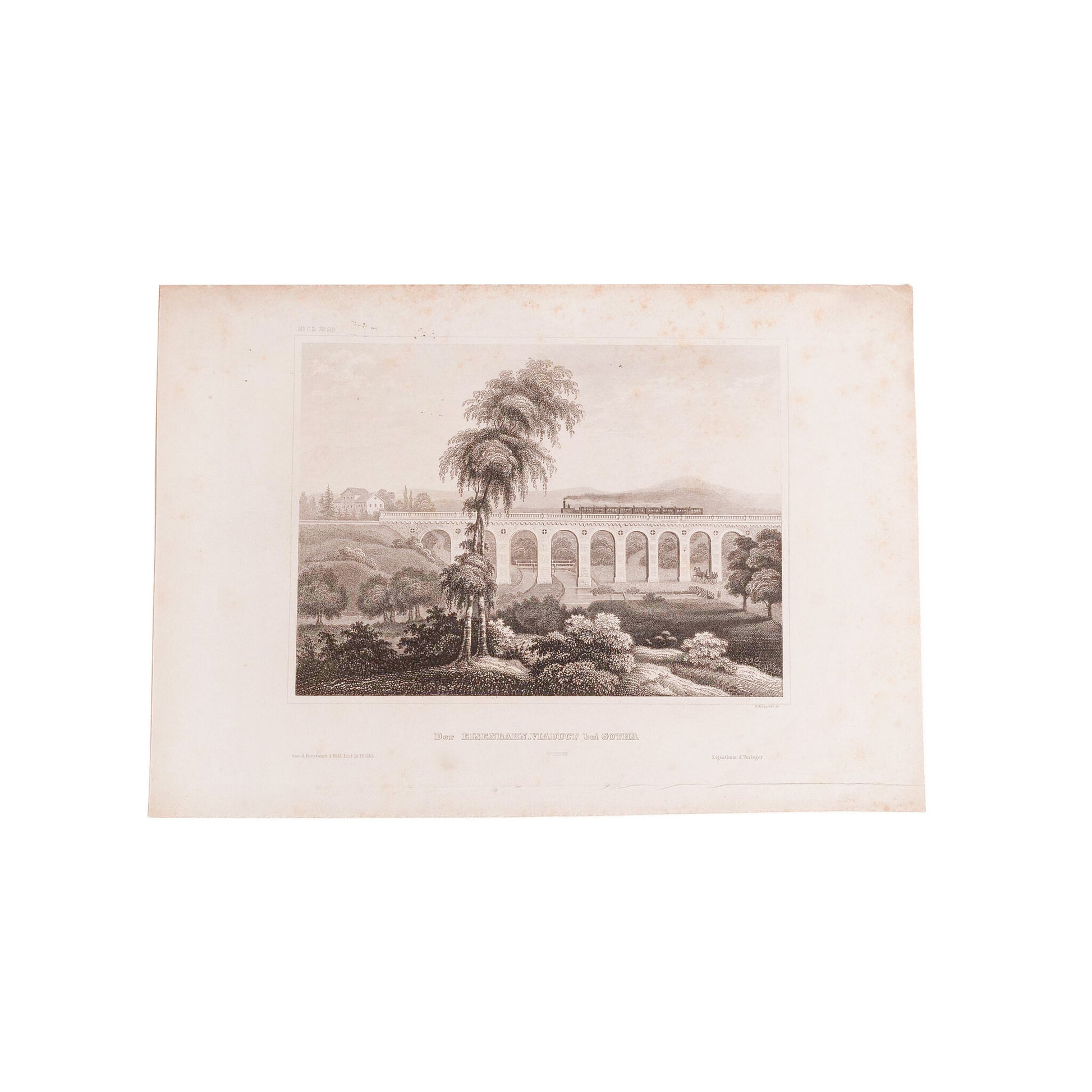 Drie prenten van een spoorwegbrug in Duitsland, ca. 1850, 1851-2