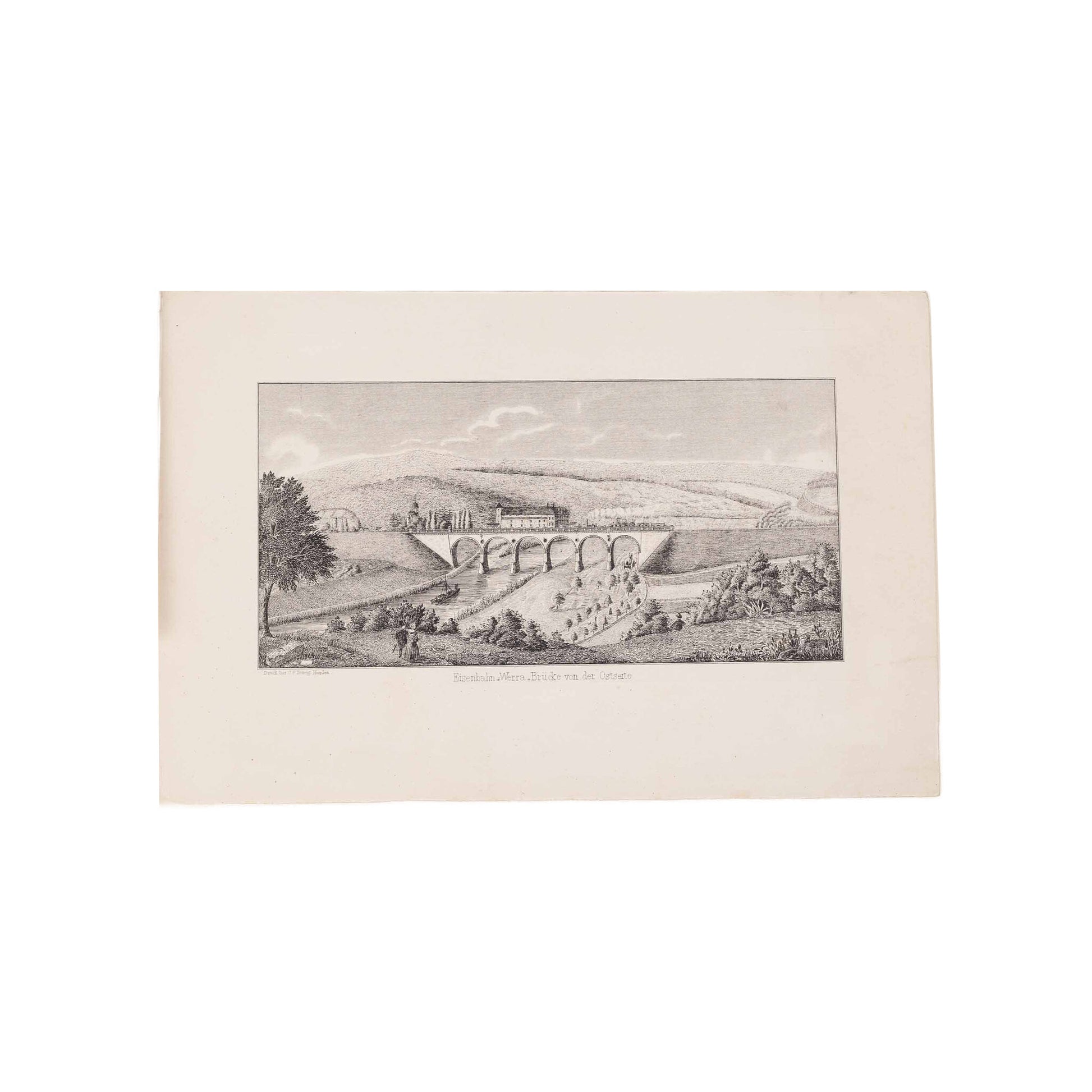 Drie prenten van een spoorwegbrug in Duitsland, ca. 1850, 1851-4
