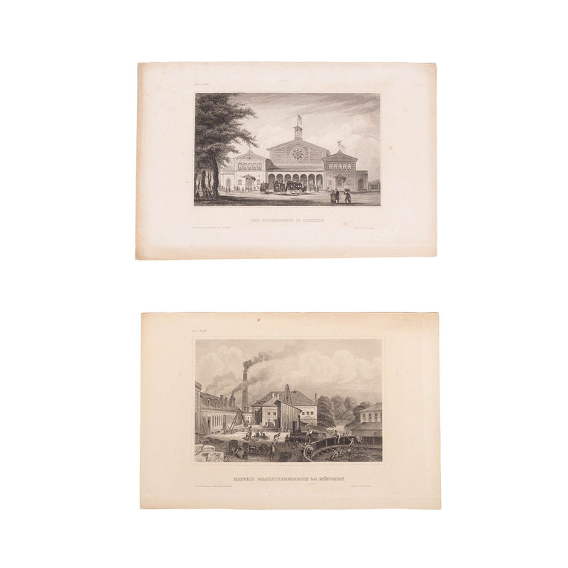 Twee prenten van München, Duitsland, ca. 1850-zoom-
