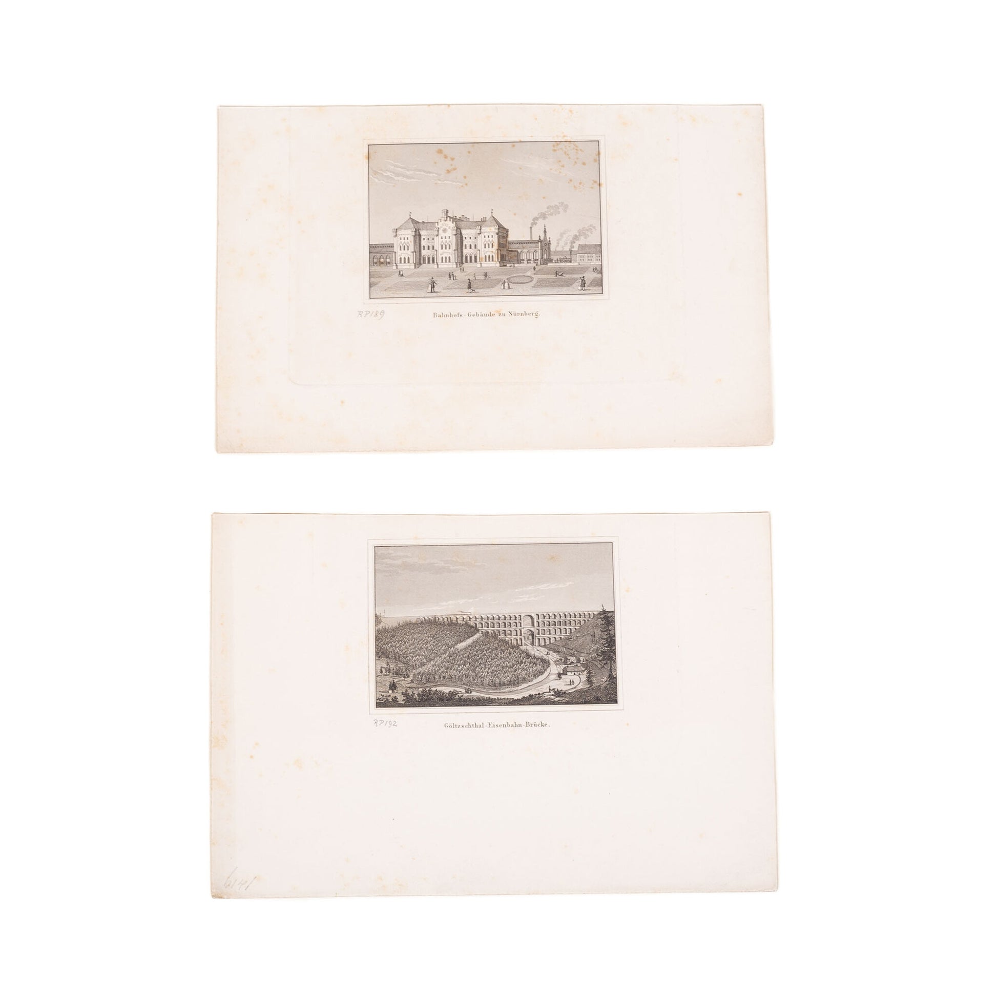 Twee kleine prenten van Duitsland, ca. 1844-1