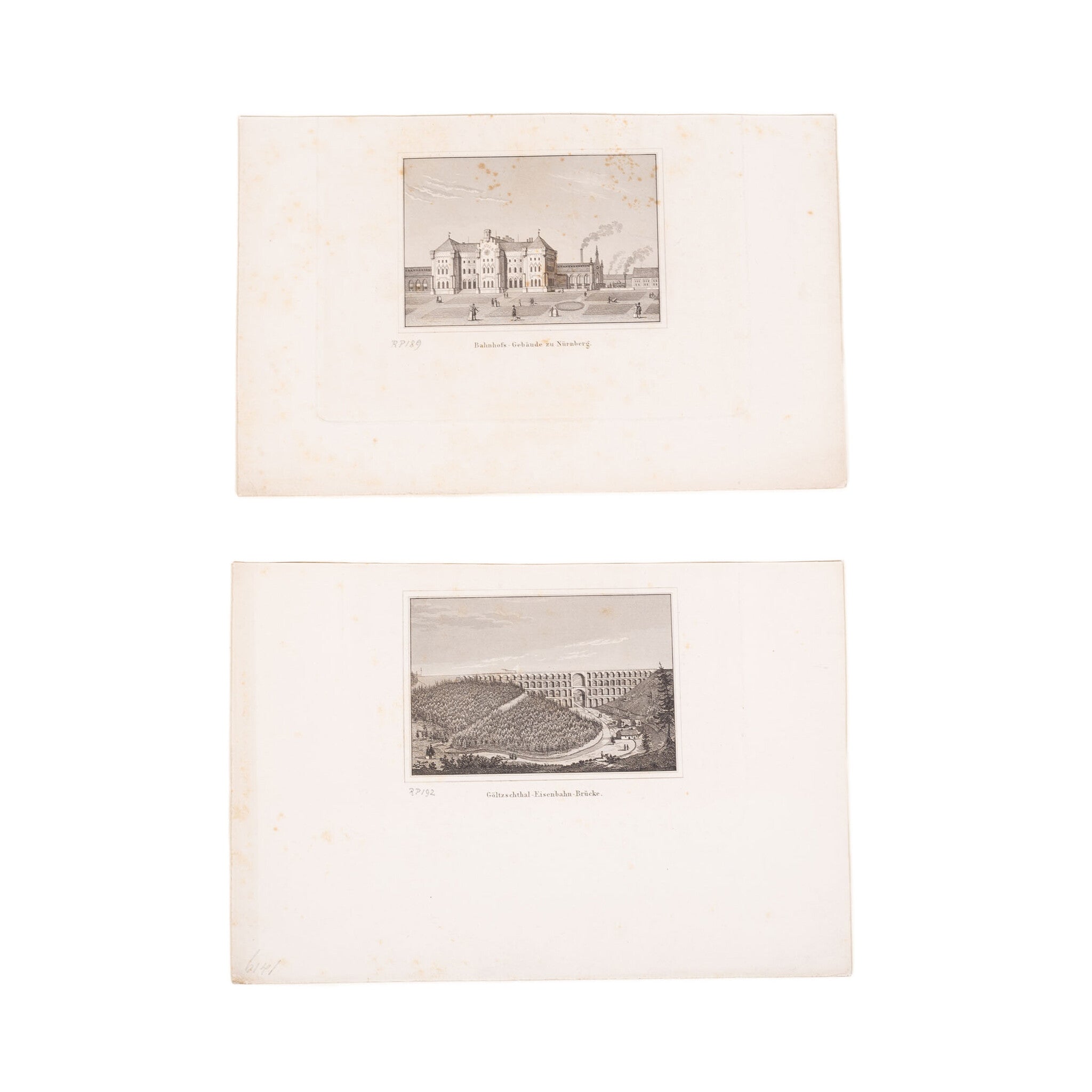 Twee kleine prenten van Duitsland, ca. 1844