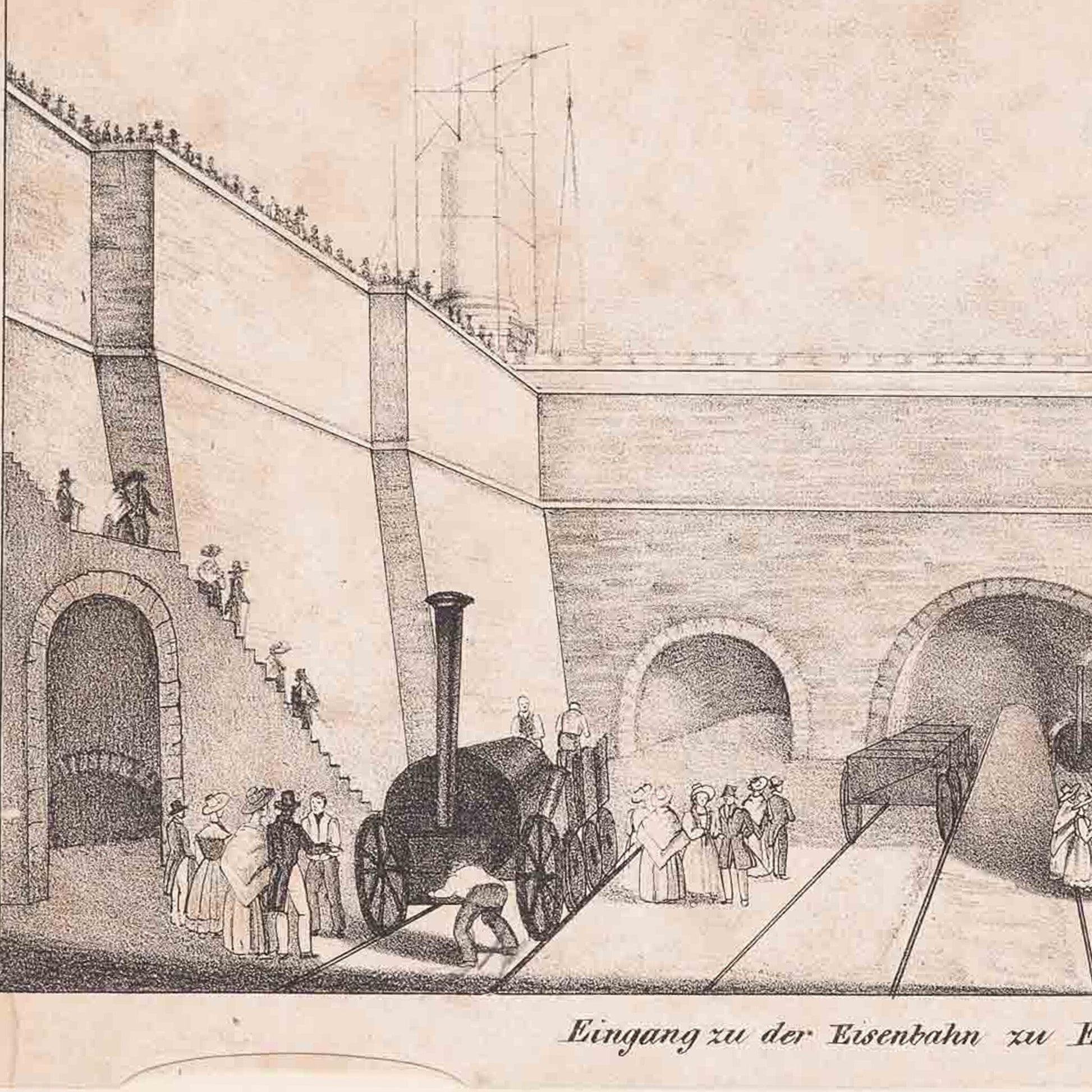 Prent 'Eingang zu der Eisenbahn zu Edge-Hill in Liverpool', ca. 1831-2