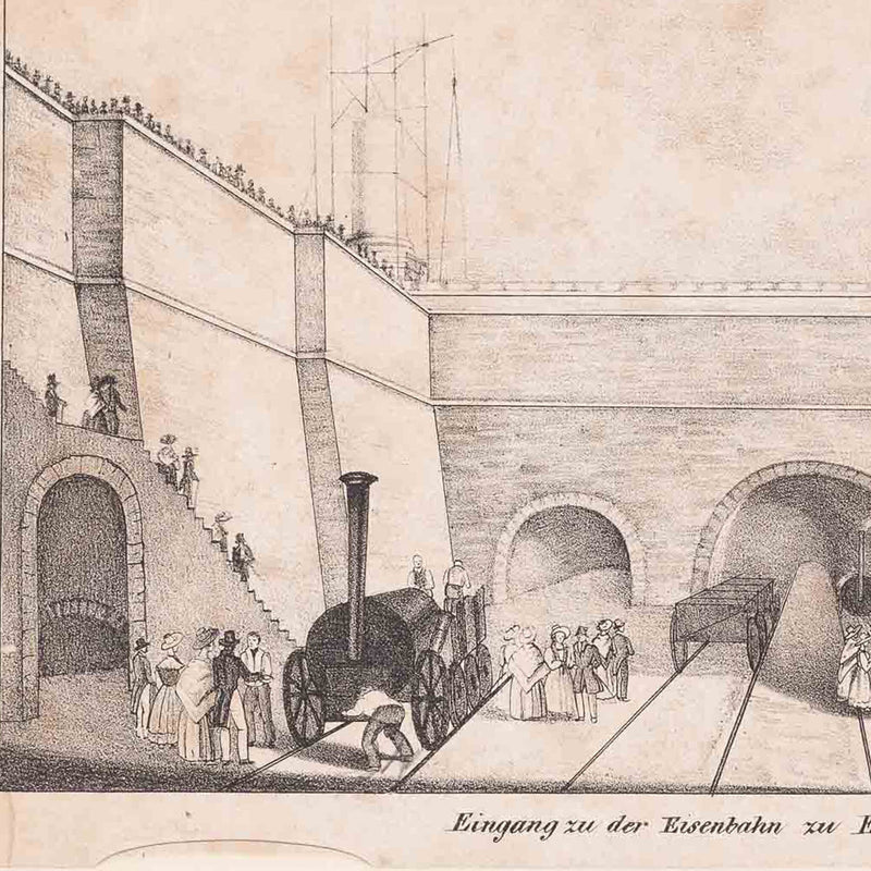 Prent 'Eingang zu der Eisenbahn zu Edge-Hill in Liverpool', ca. 1831-zoom-