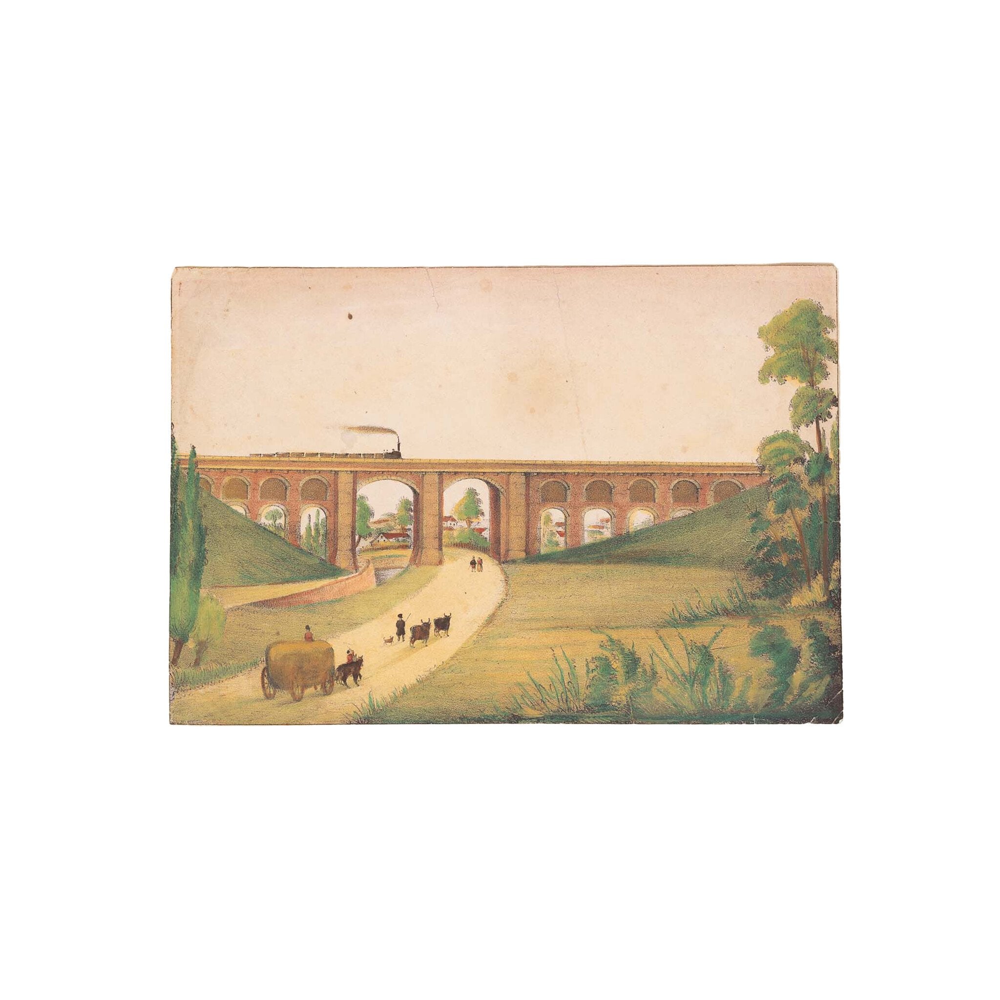 Prent van een spoorwegbrug