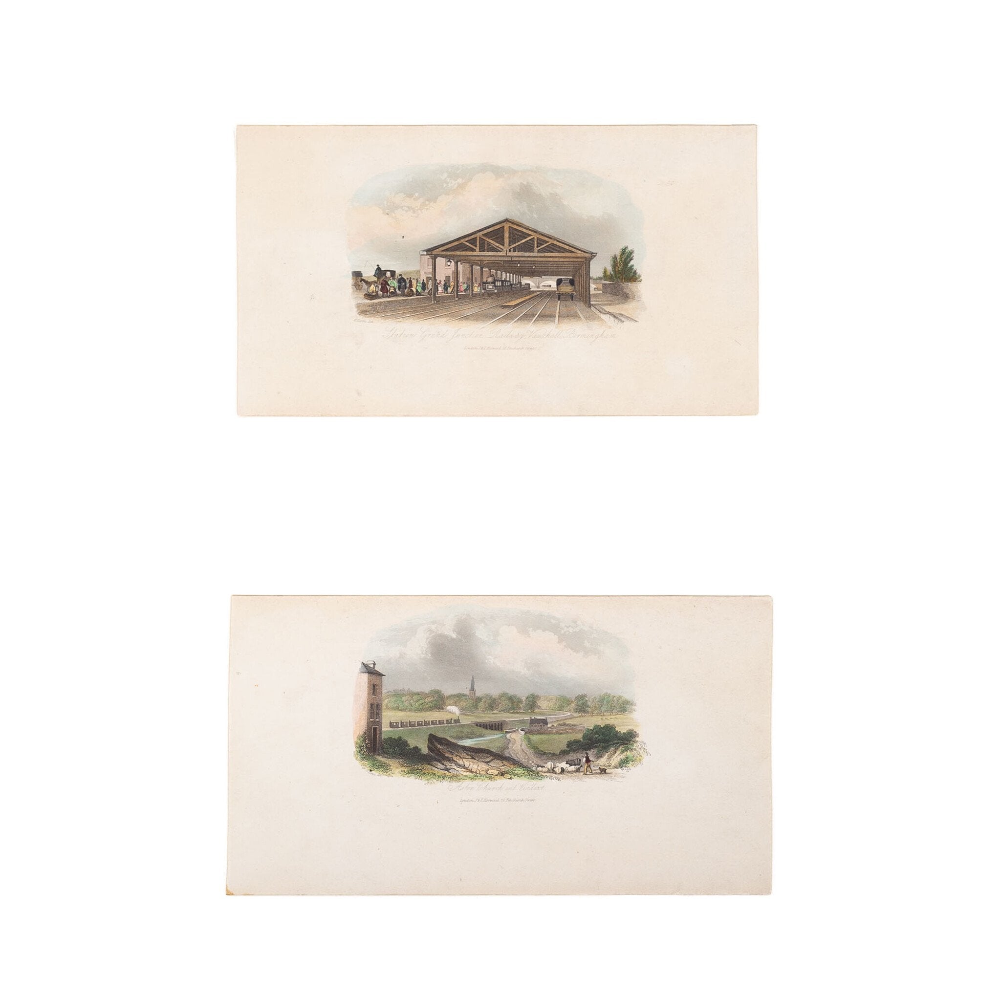 Twee prenten van  Birmingham, Groot-Brittannië, ca. 1841, 1860