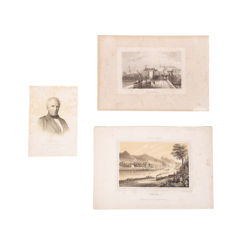 Drie prenten met een treinthema, 19e eeuw-zoom-