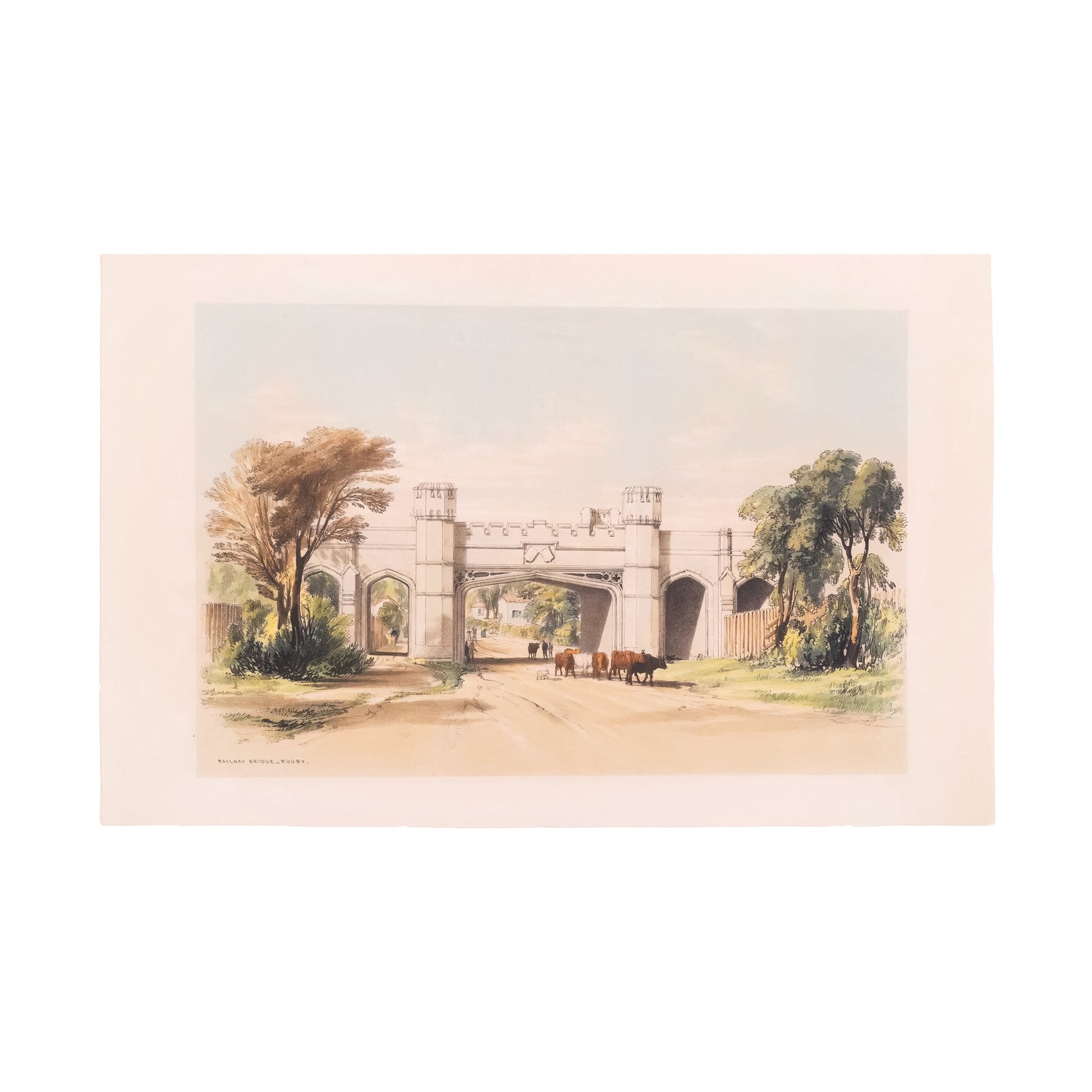 Prent 'Railway Bridge, Rugby', ca. 1839-1