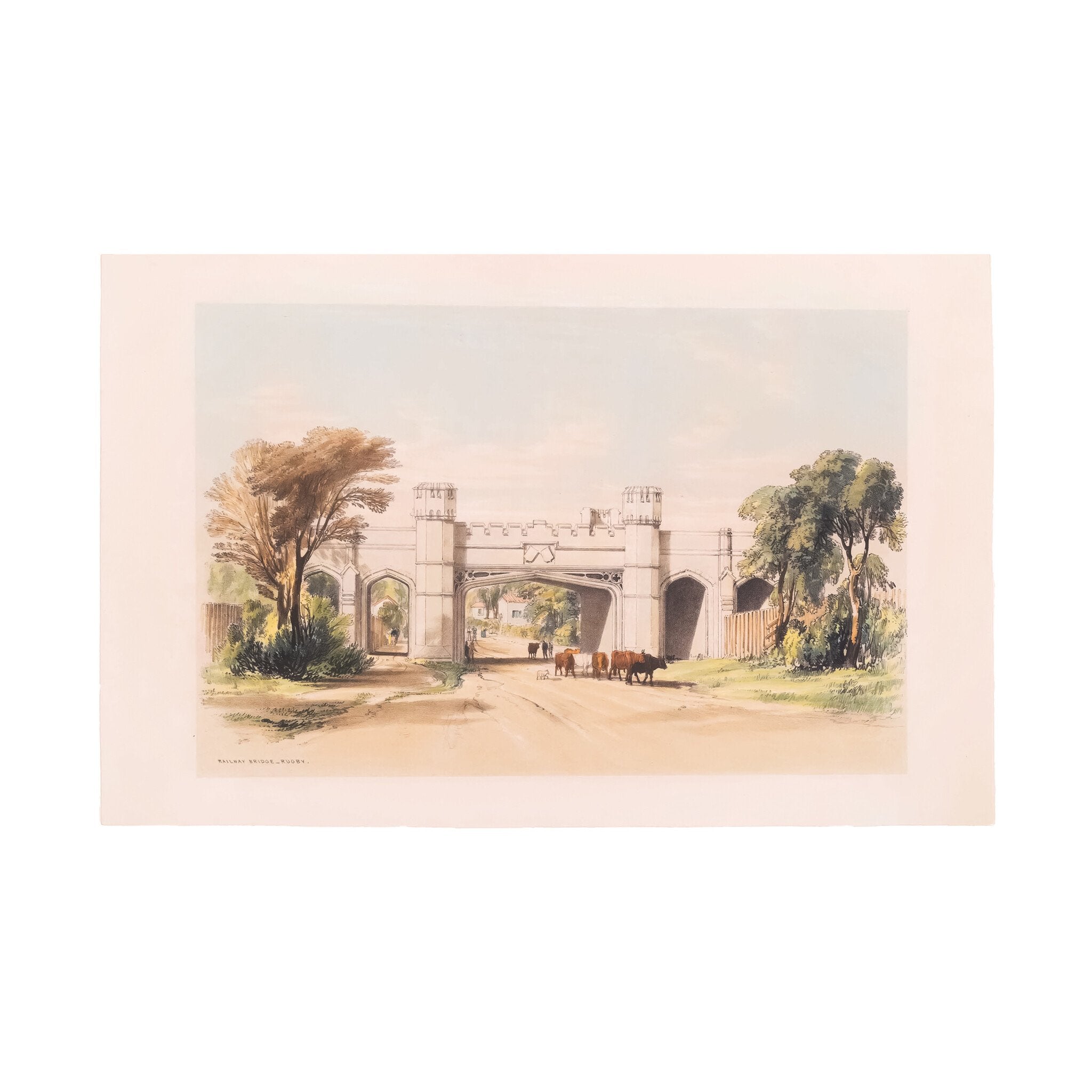 Prent 'Railway Bridge, Rugby', ca. 1839