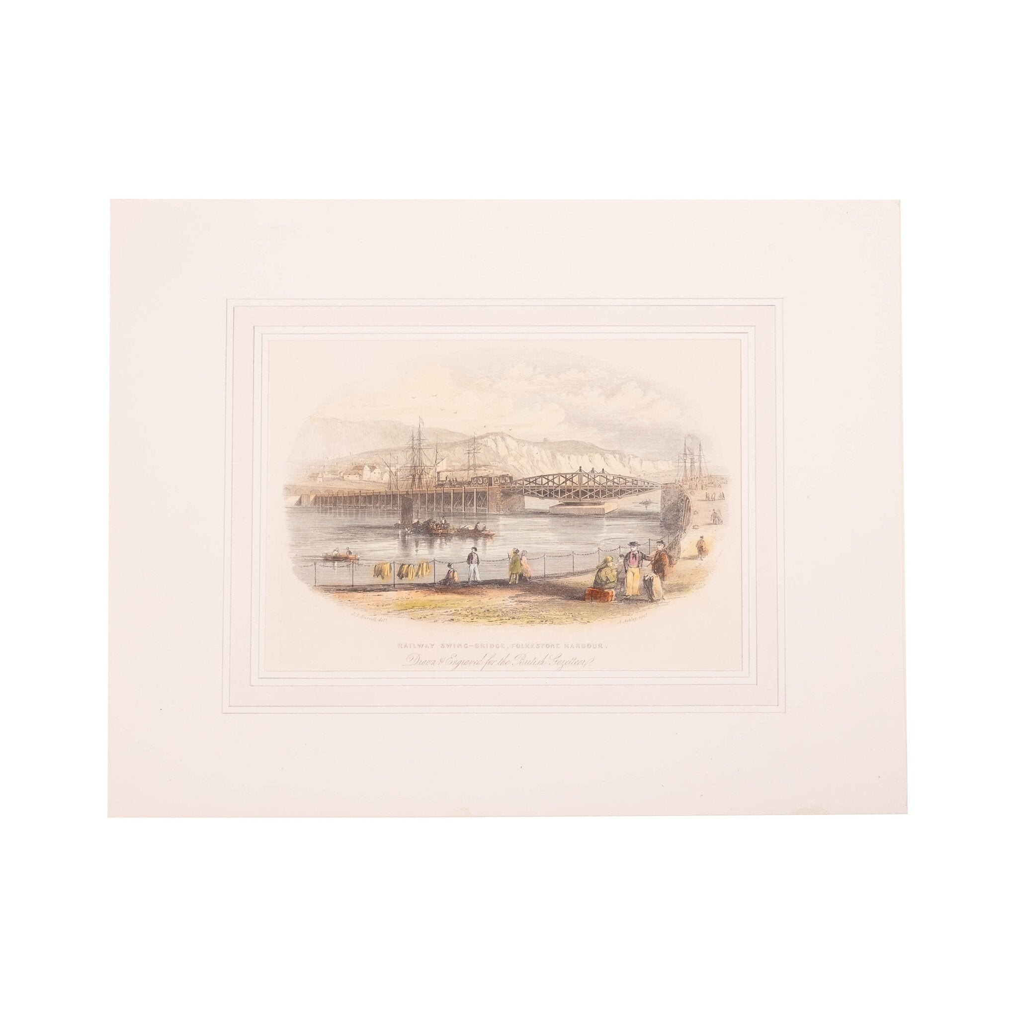 Prent 'Railway Swing-Bridge, Folkestone harbour', ca. 1851