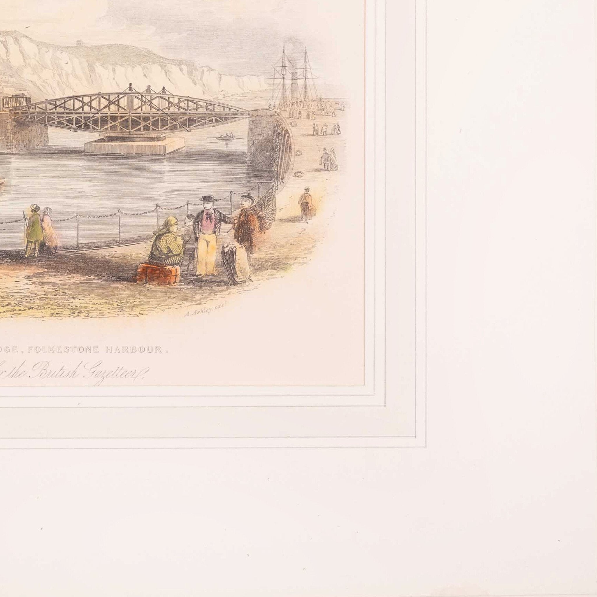 Prent 'Railway Swing-Bridge, Folkestone harbour', ca. 1851-zoom-3