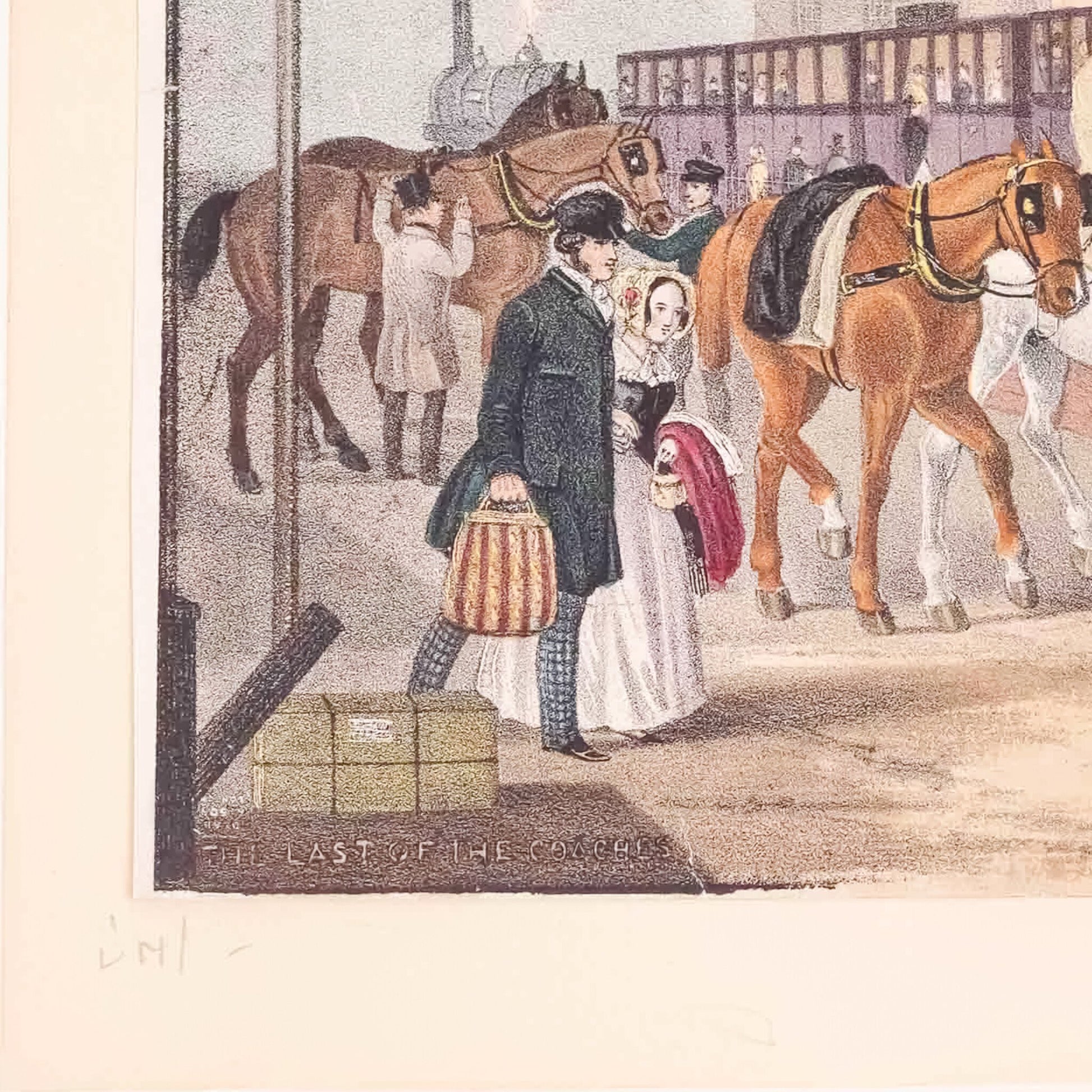 Prent 'The last of the coaches', ca. 1850-2