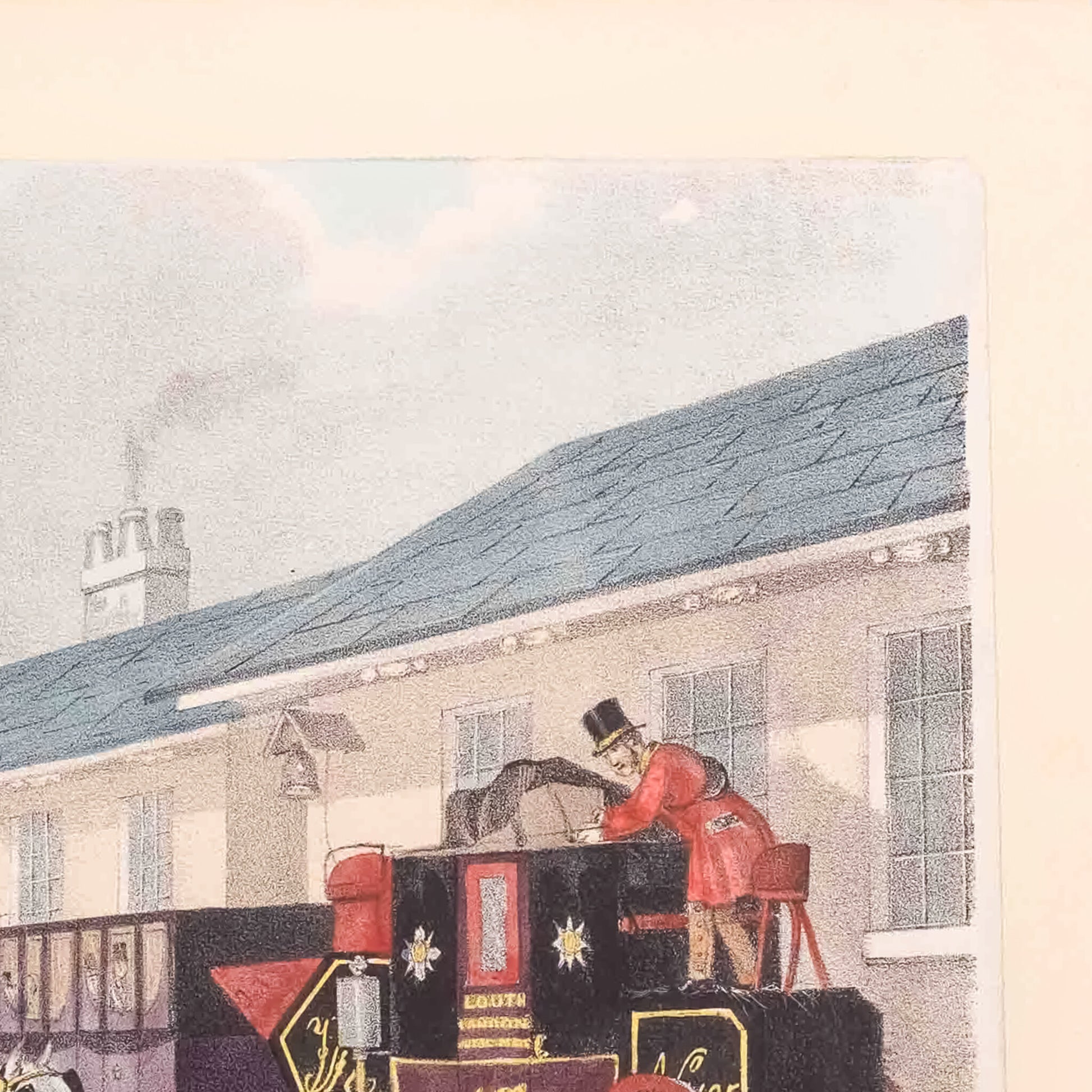 Prent 'The last of the coaches', ca. 1850-4
