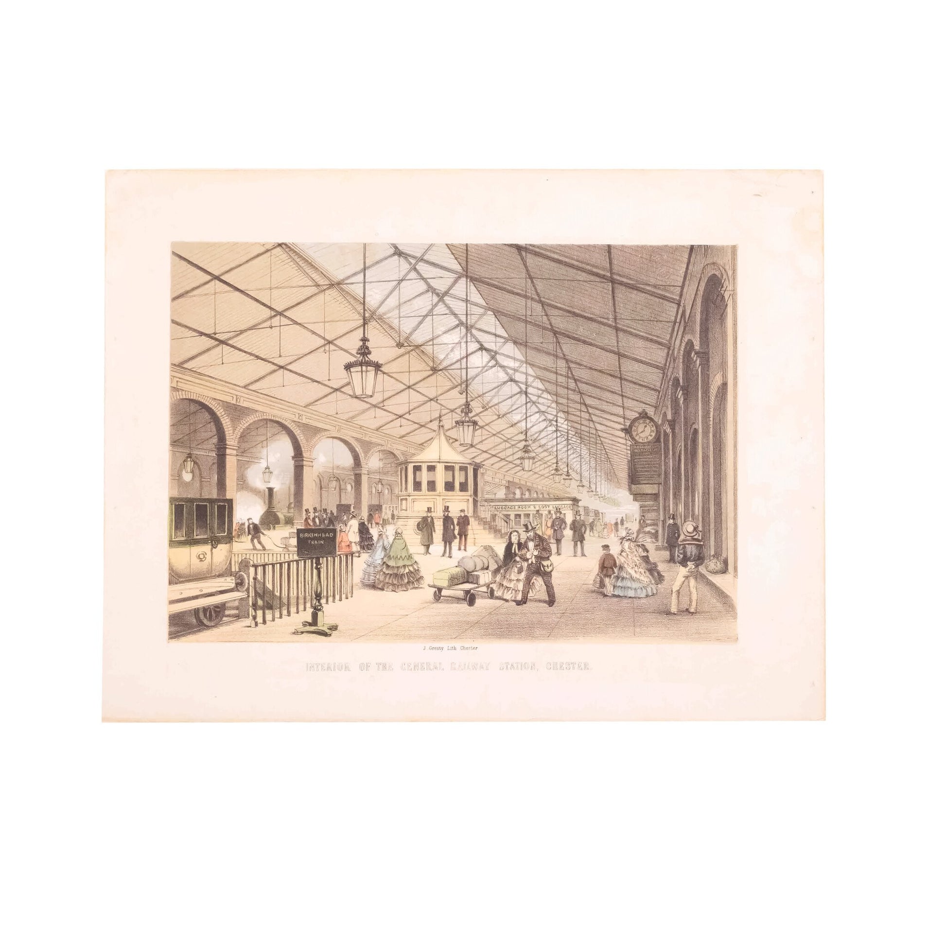 Prent 'Interior of the General Railway Station, Chester', ca. 1850-1