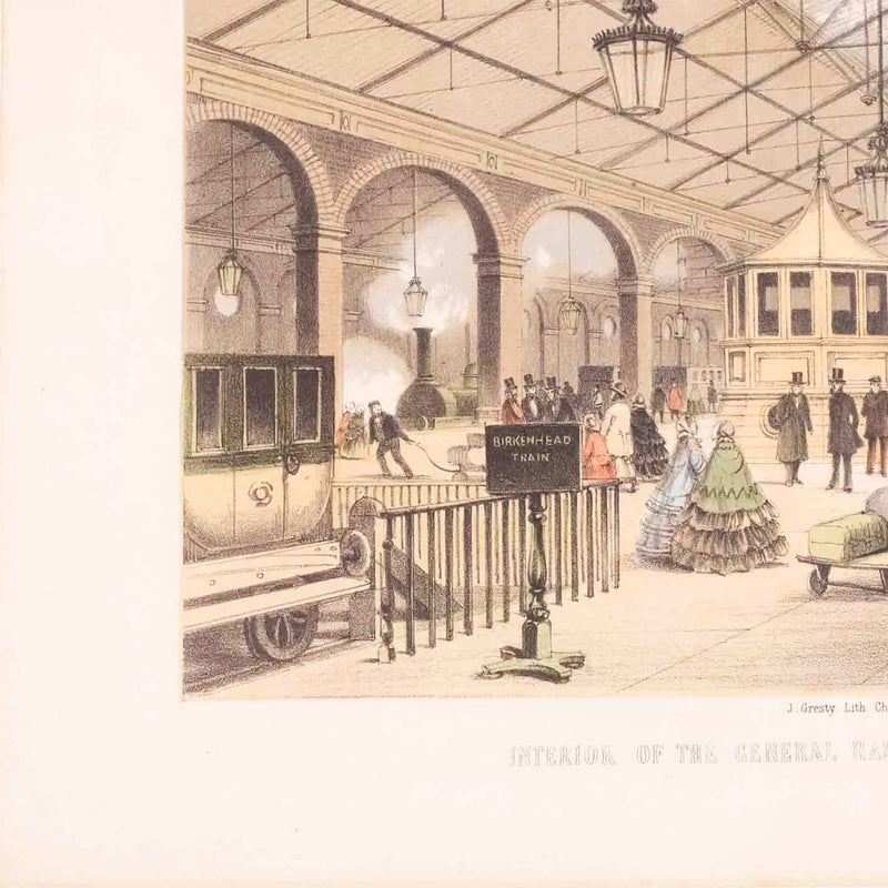 Prent 'Interior of the General Railway Station, Chester', ca. 1850-zoom-
