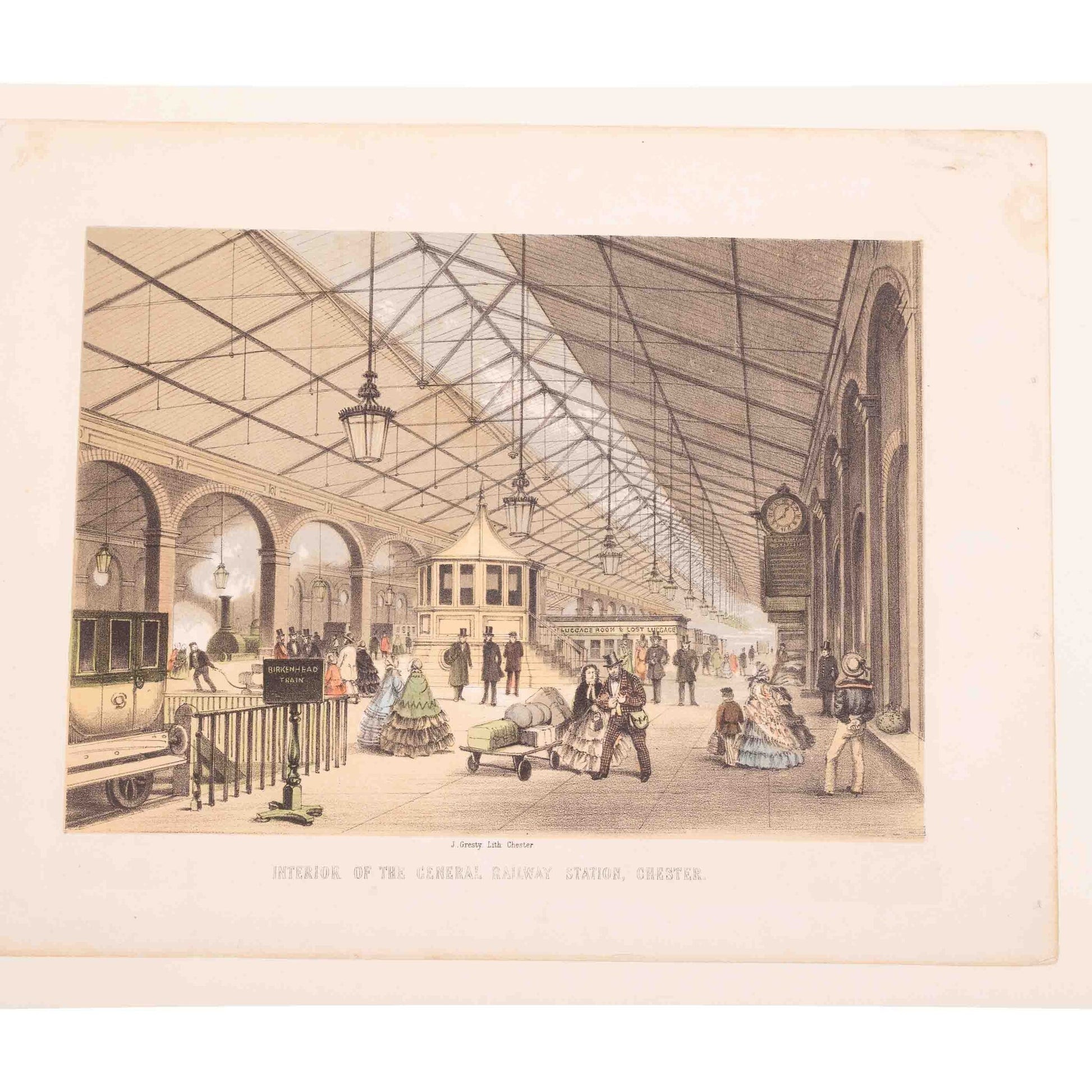Prent 'Interior of the General Railway Station, Chester', ca. 1850-2