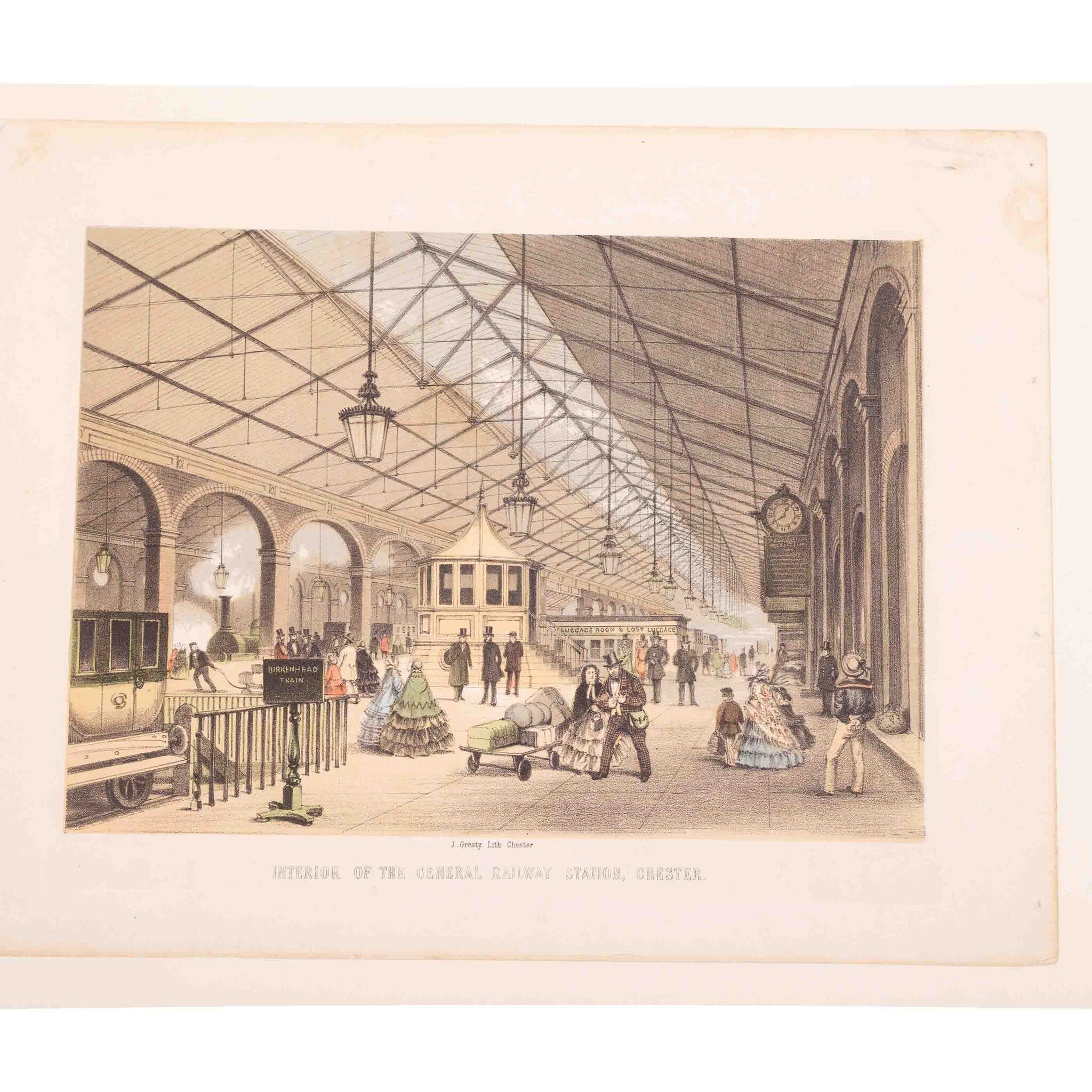 Prent 'Interior of the General Railway Station, Chester', ca. 1850-zoom-2
