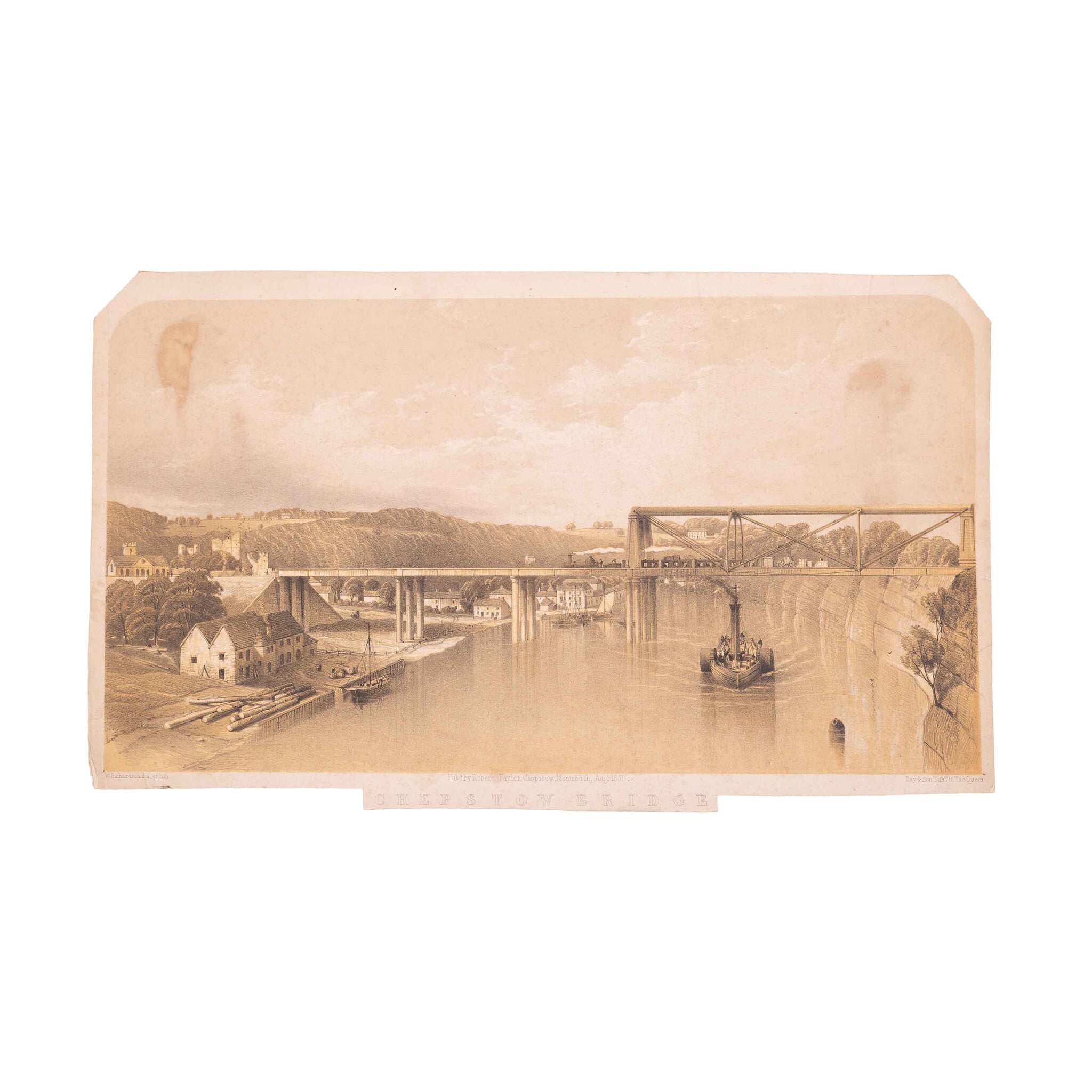Prent 'Chepstow Bridge', 1851