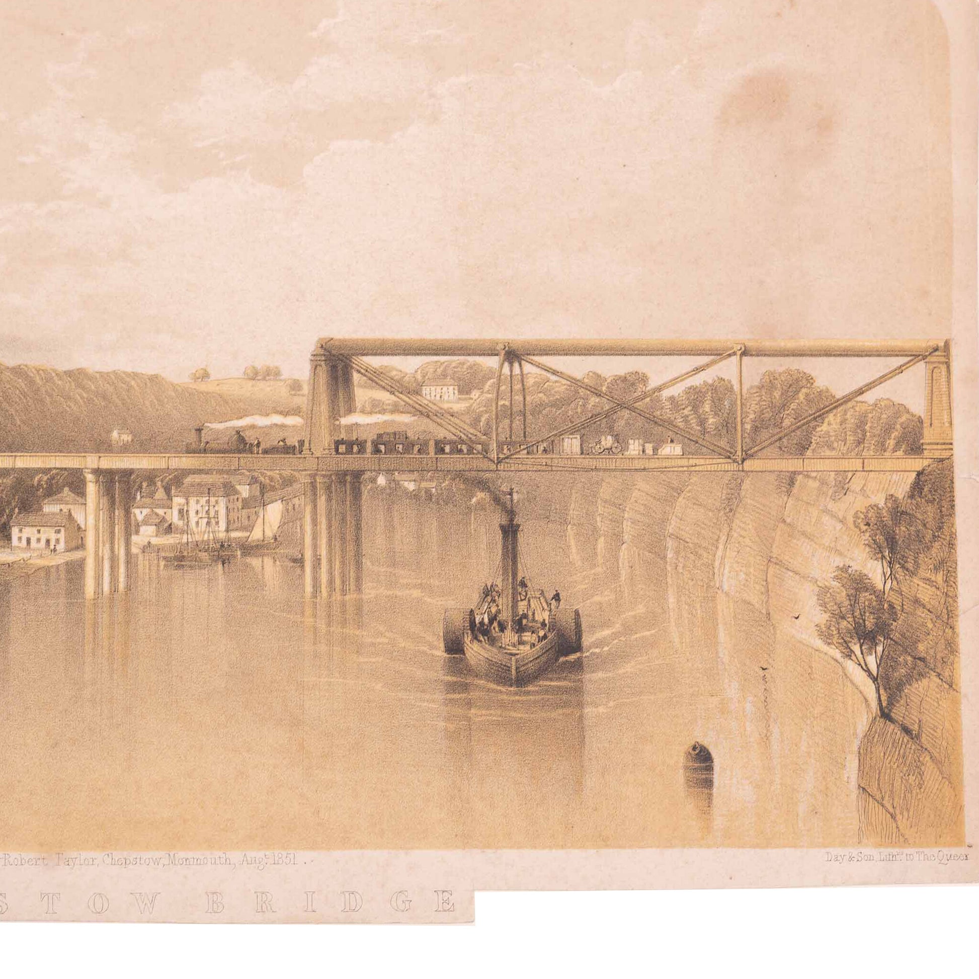 Prent 'Chepstow Bridge', 1851-3