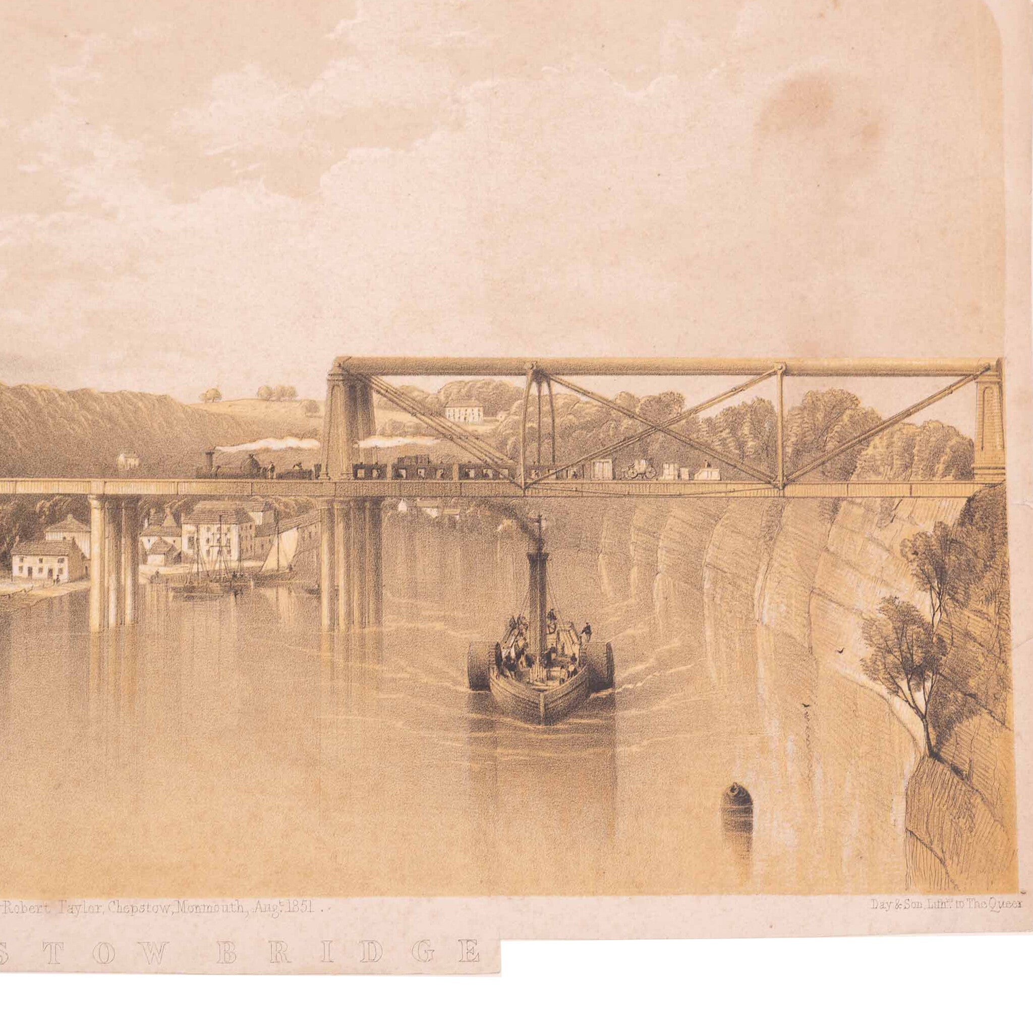 Prent 'Chepstow Bridge', 1851-zoom-3