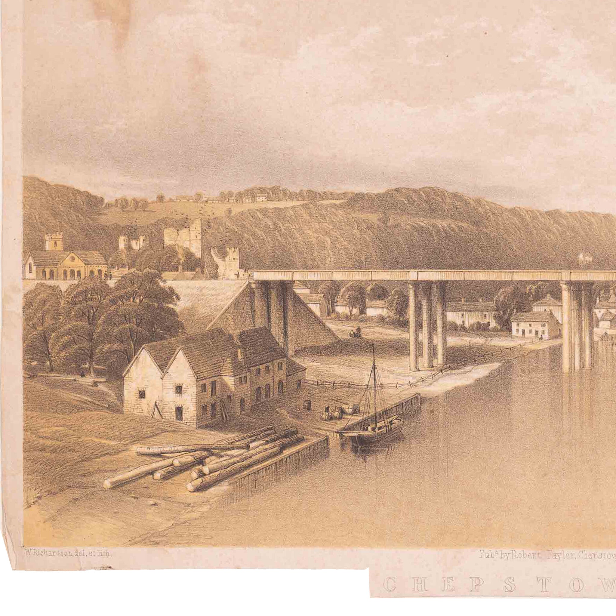 Prent 'Chepstow Bridge', 1851