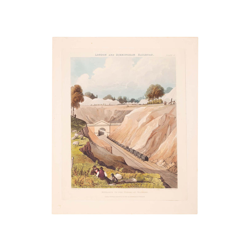 Prent 'London & Birmingham Railroad. View taken from under the Hampstead Road Bridge', 1837-zoom-