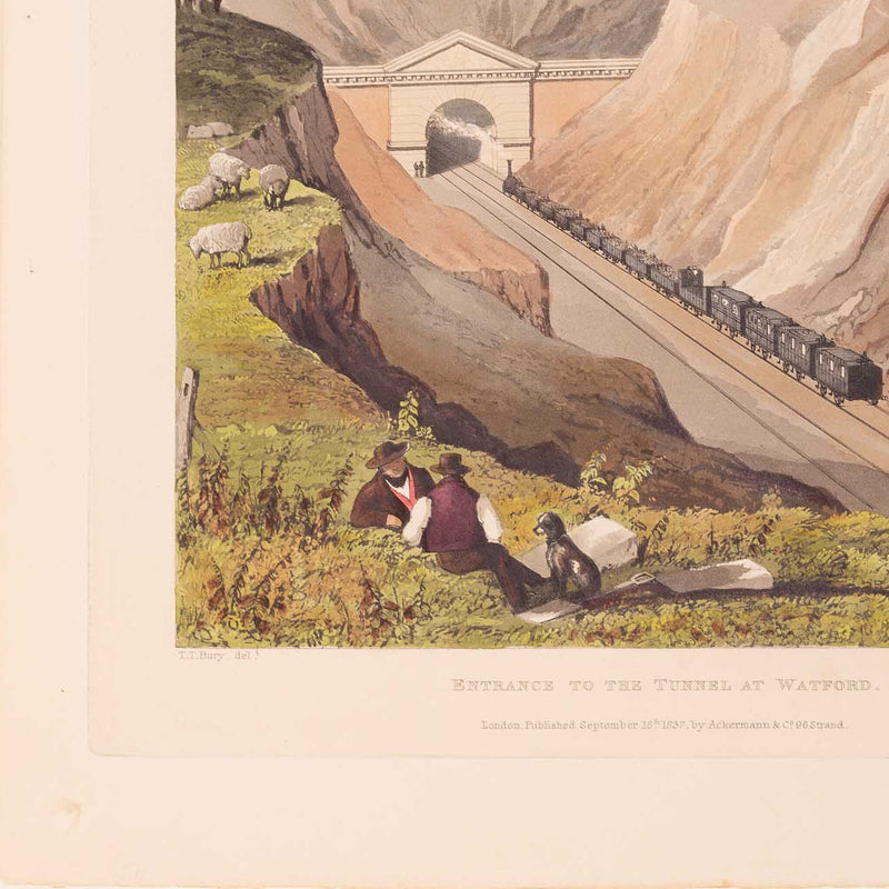 Prent 'London & Birmingham Railroad. View taken from under the Hampstead Road Bridge', 1837-zoom-