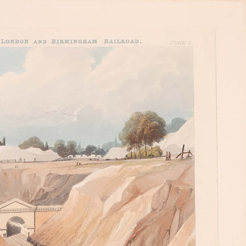 Prent 'London & Birmingham Railroad. View taken from under the Hampstead Road Bridge', 1837-zoom-