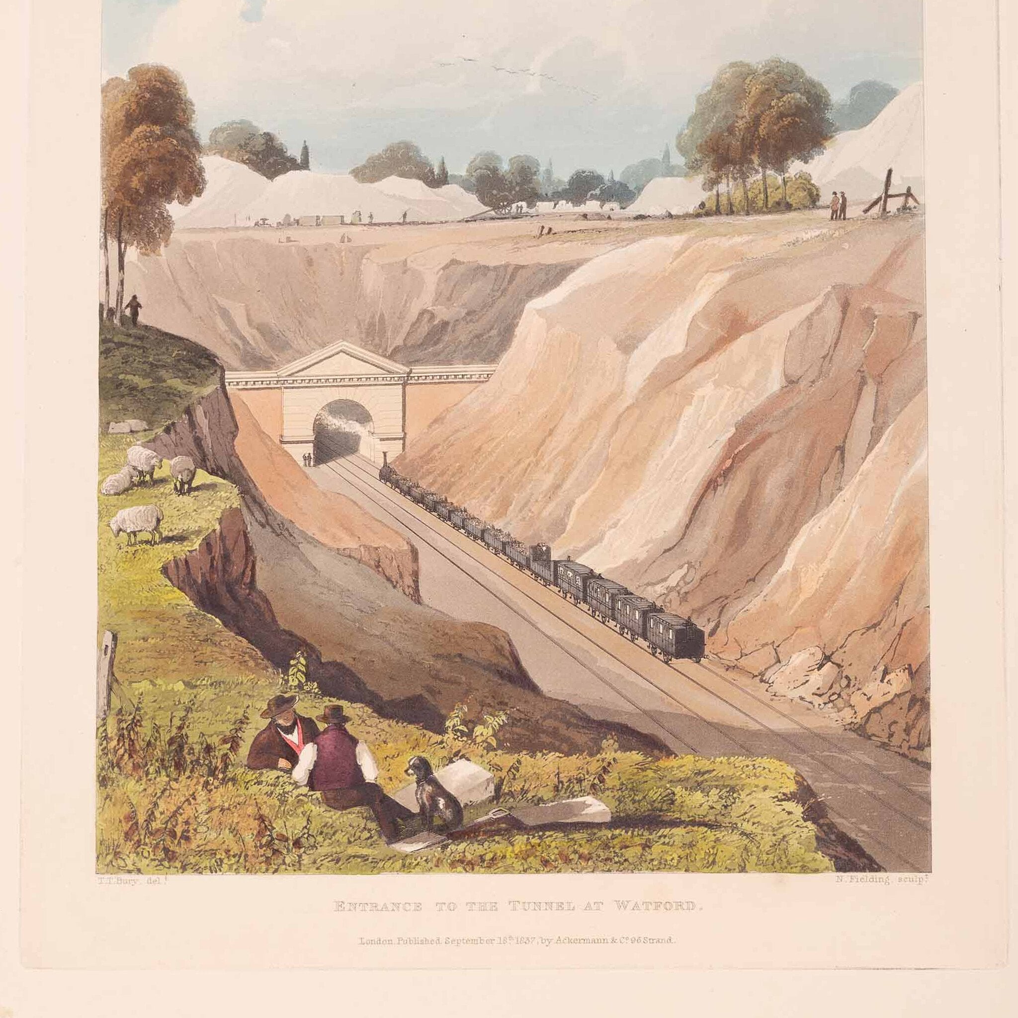 Prent 'London & Birmingham Railroad. View taken from under the Hampstead Road Bridge', 1837