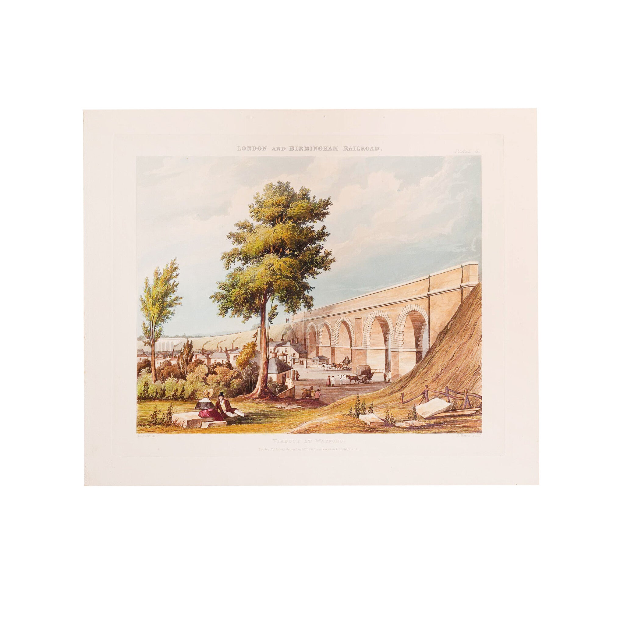 Prent 'London & Birmingham Railroad. View taken from the bridge over the canal, Camden Town', 1837-zoom-1