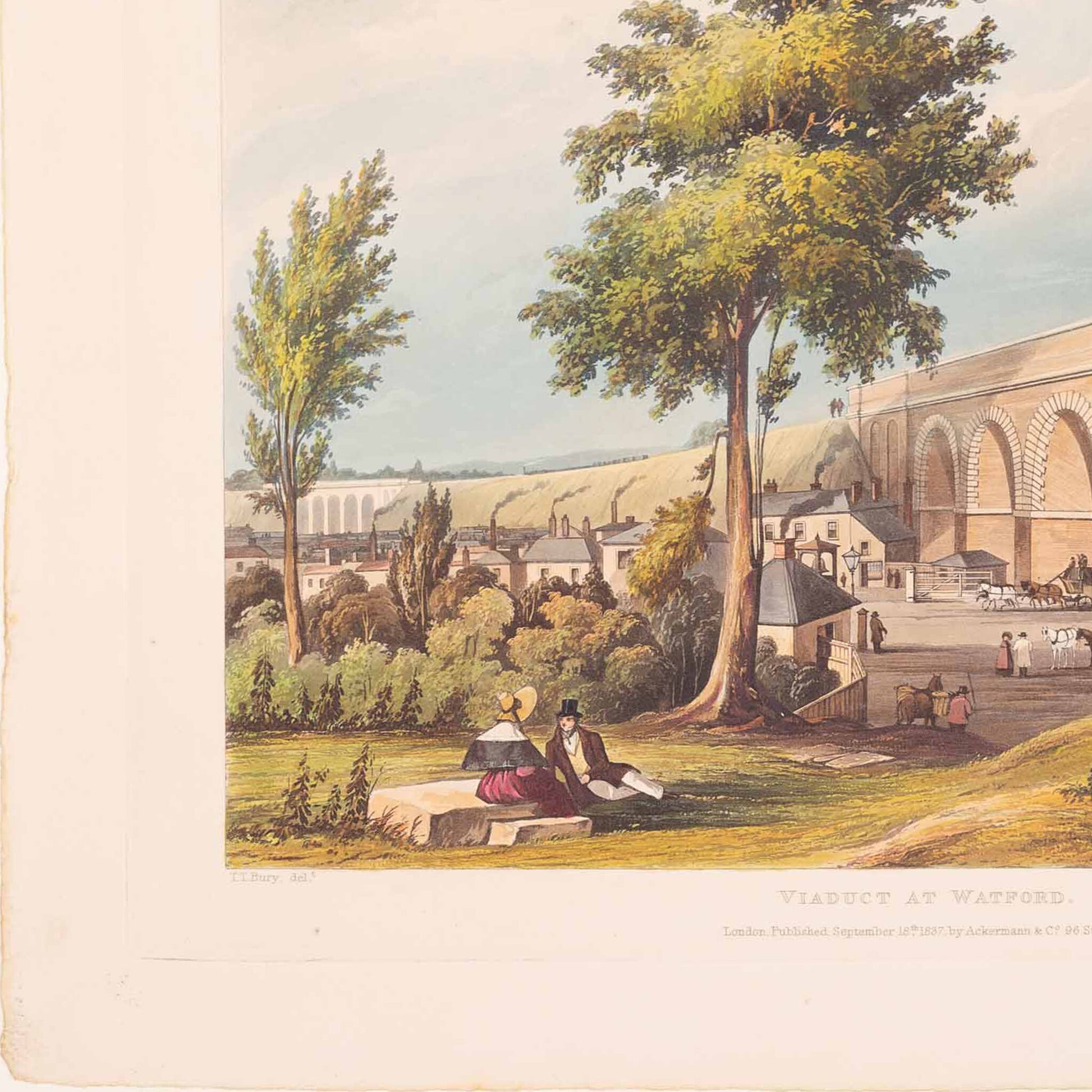 Prent 'London & Birmingham Railroad. View taken from the bridge over the canal, Camden Town', 1837-4