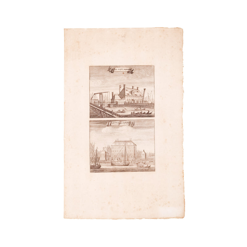Prent 'Oude stadts herbergh. Nieuwe stadts herbergh', ca. 1726-zoom-