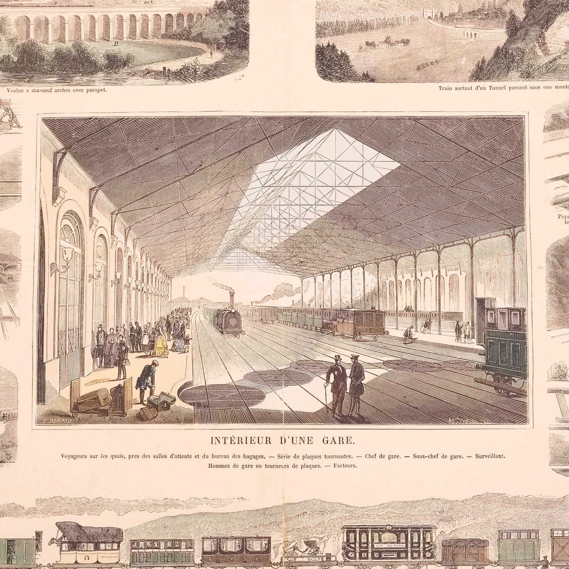 Prent 'Le Chemin de fer. Intérieur d'une gare.', ca. 1865-2