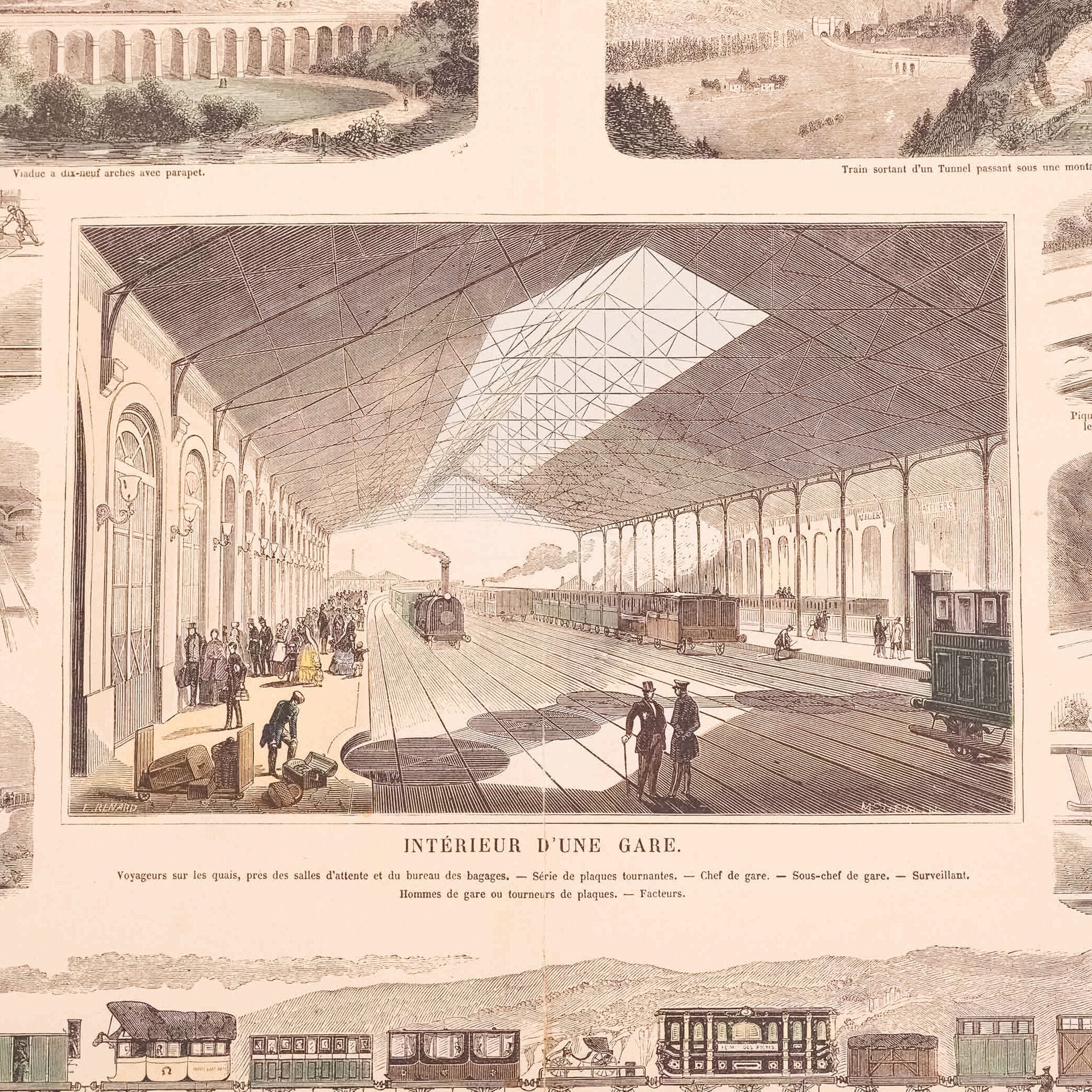 Prent 'Le Chemin de fer. Intérieur d'une gare.', ca. 1865-zoom-2