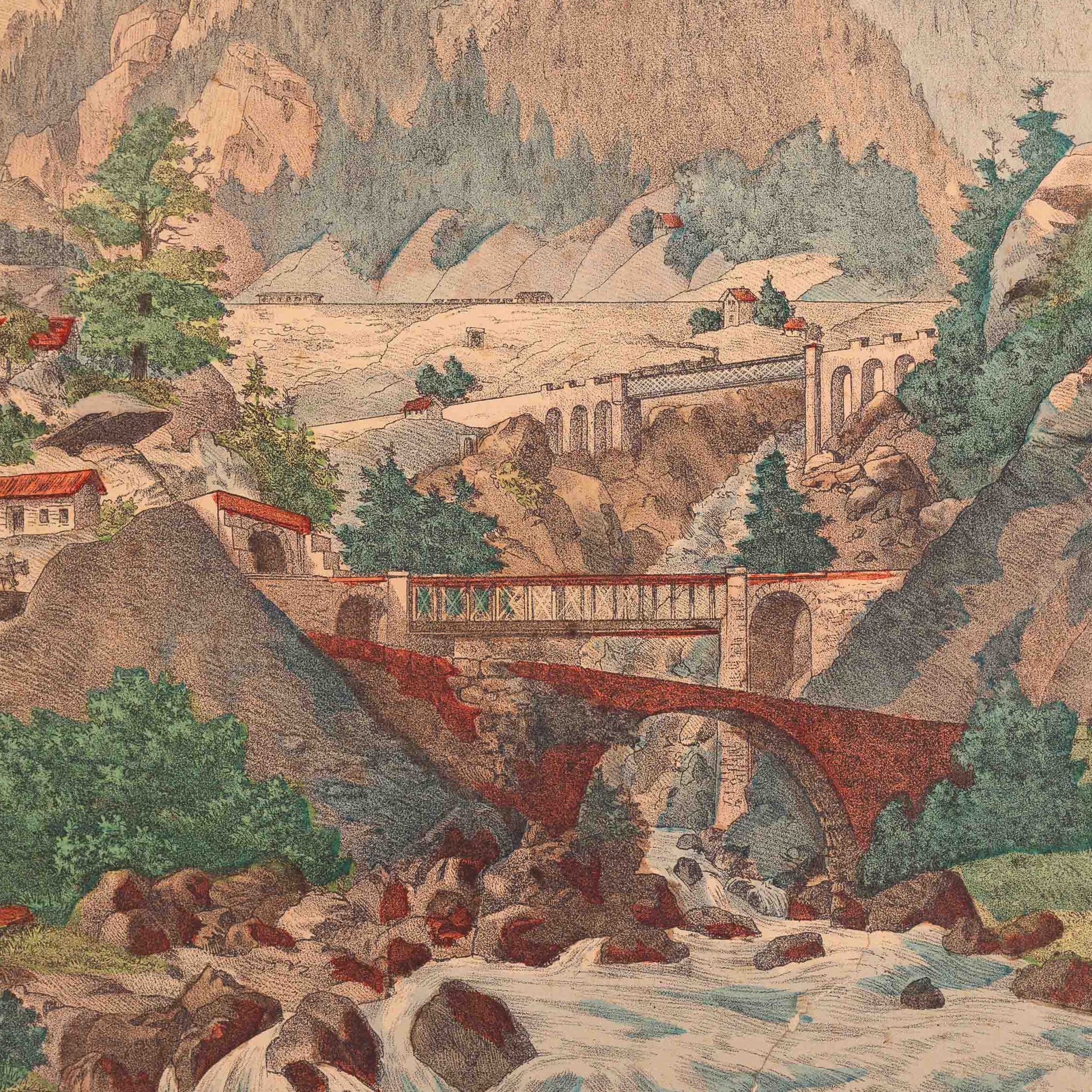 Prent 'Die St. Gotthard-Eisenbahn'