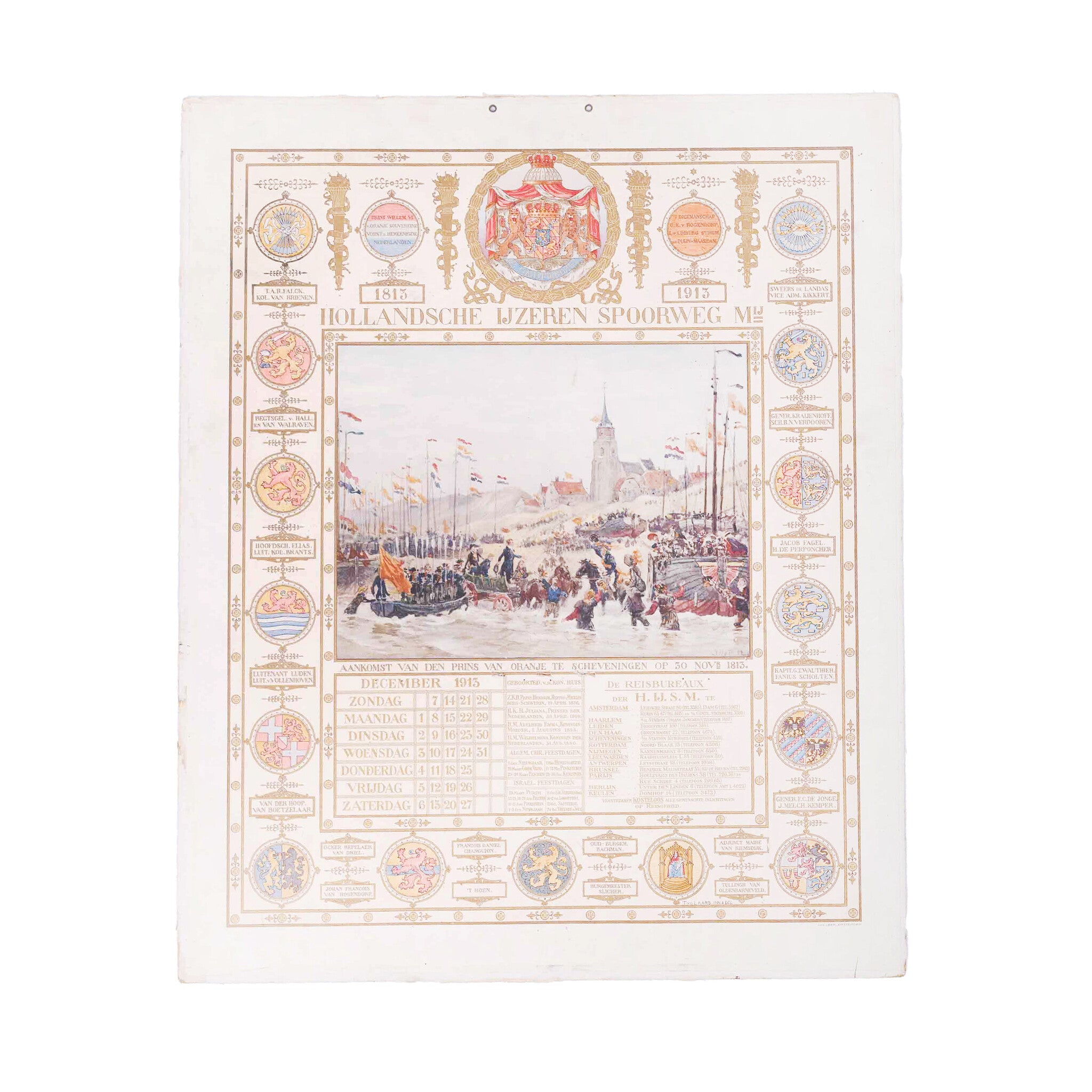 Kalender bij eeuwfeest aankomst van de Prins van Oranje te Scheveningen, 1913-zoom-1