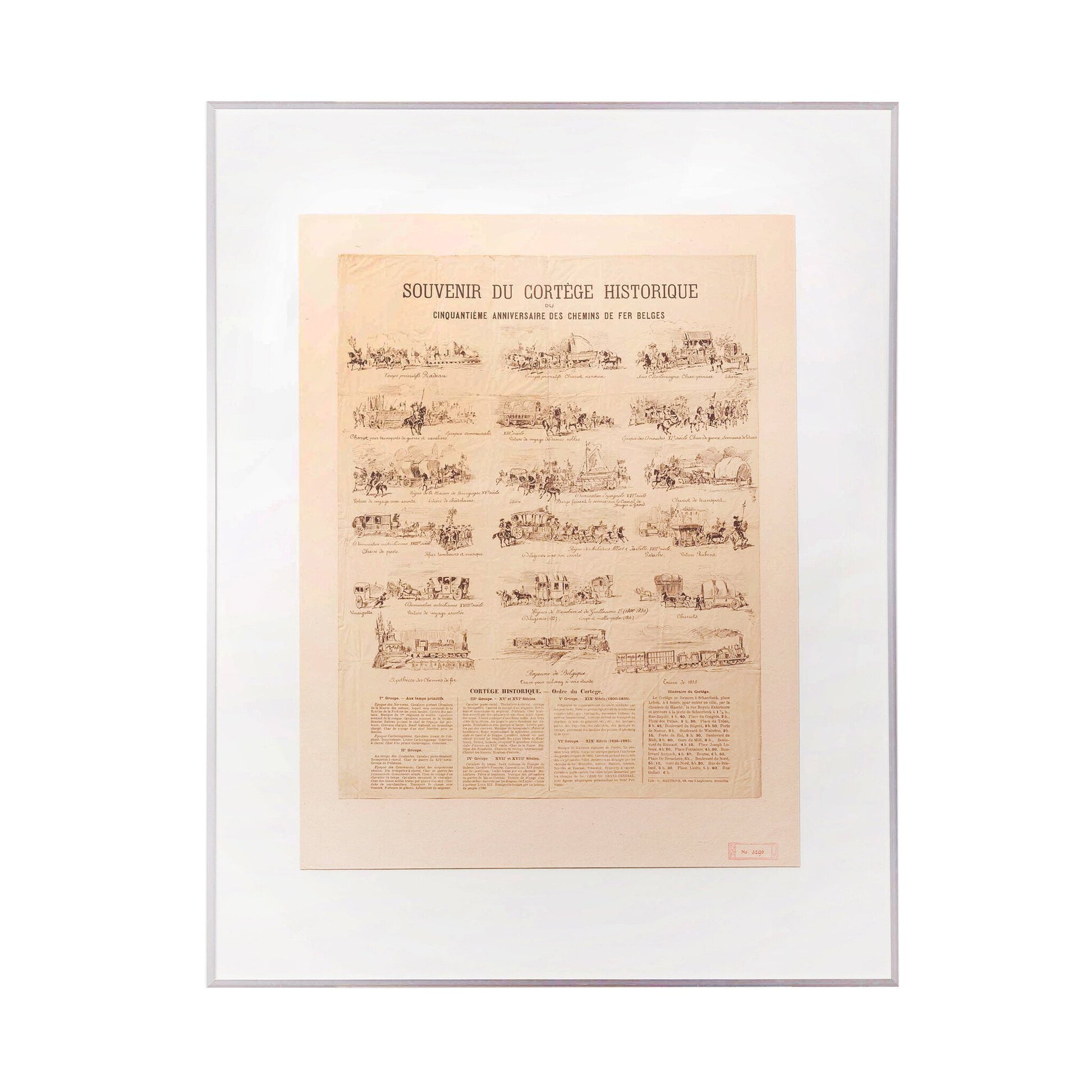 Prent 'Souvenir du Cortège Historique du Cinquantième Anniversaire des Chemins de Fer Belges', ca. 1885-1