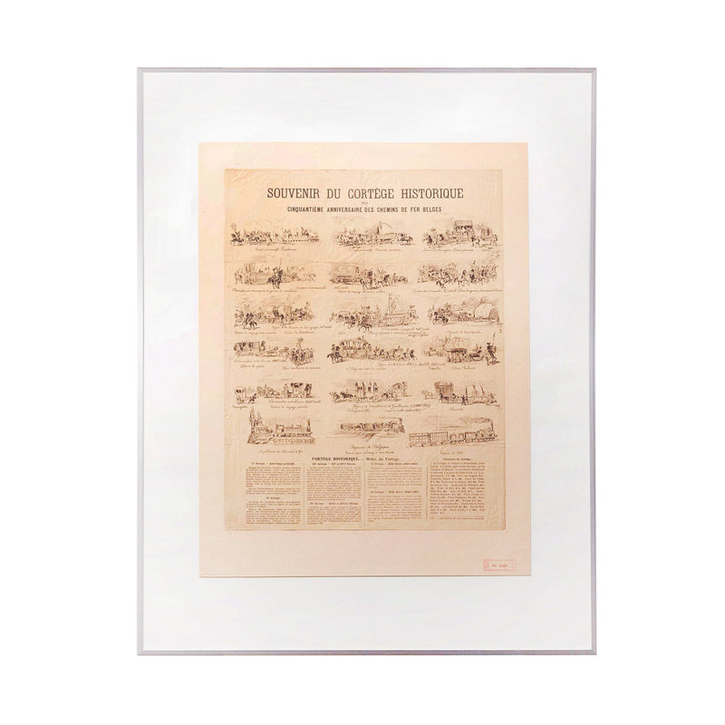 Prent 'Souvenir du Cortège Historique du Cinquantième Anniversaire des Chemins de Fer Belges', ca. 1885-zoom-