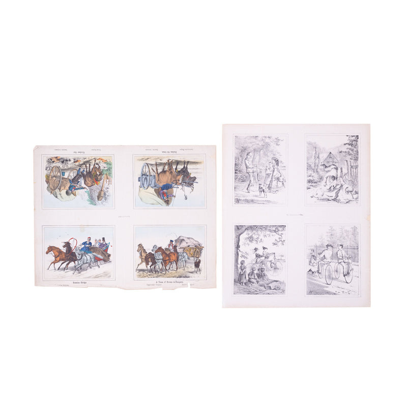 Twee prenten met vier 19e eeuwse scenes, ca. 1870-zoom-