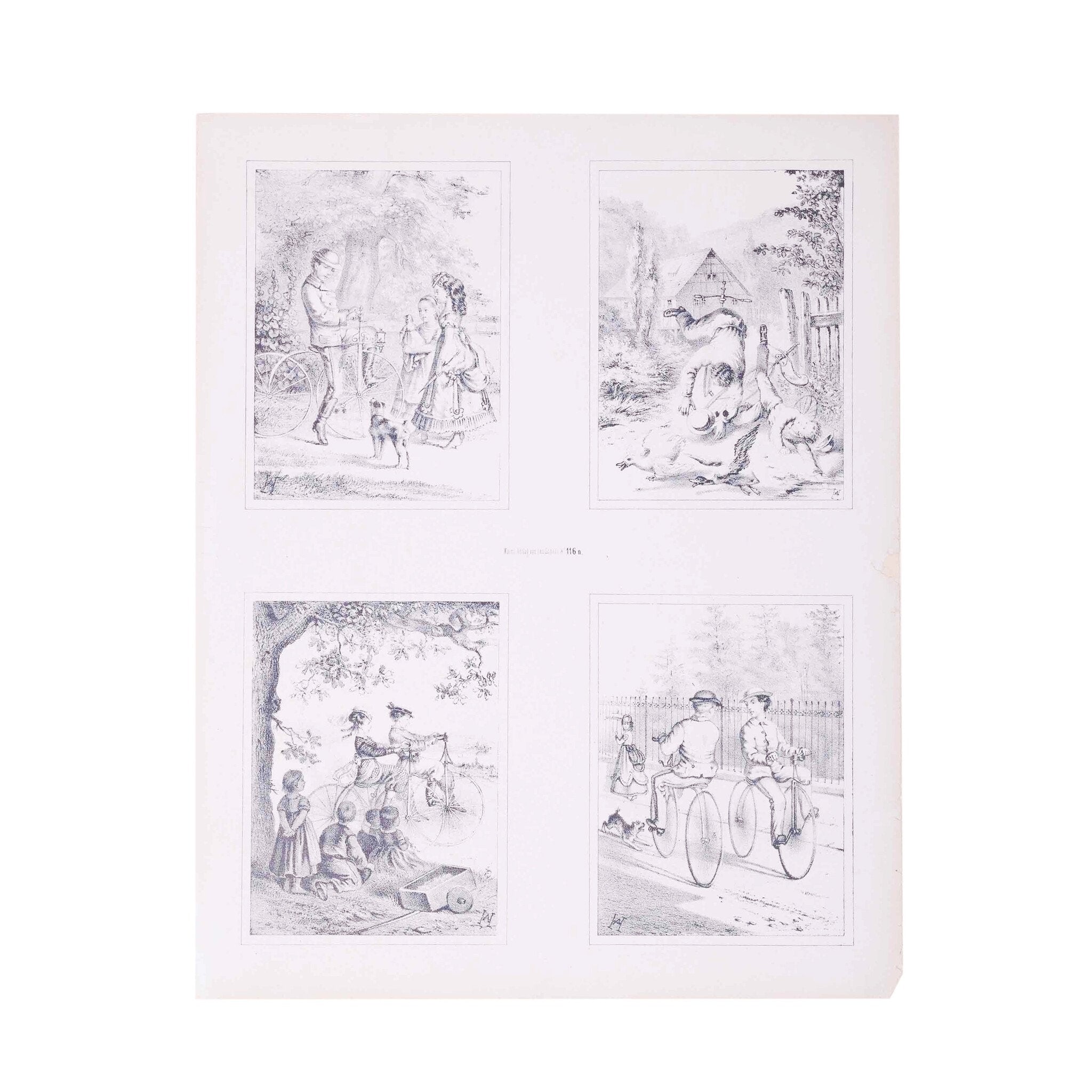 Twee prenten met vier 19e eeuwse scenes, ca. 1870-zoom-6