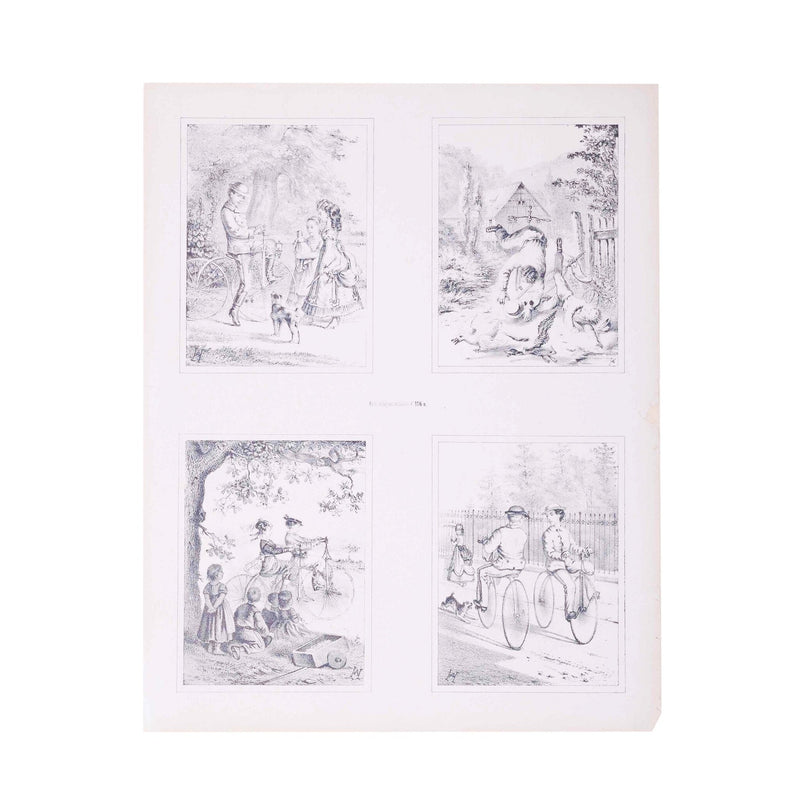 Twee prenten met vier 19e eeuwse scenes, ca. 1870-zoom-