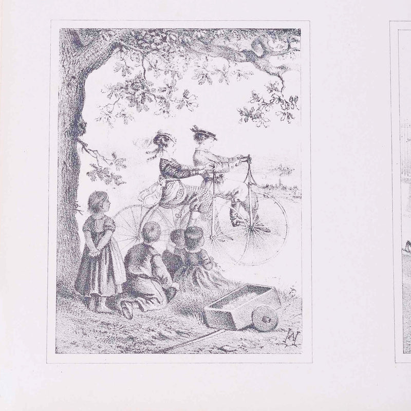 Twee prenten met vier 19e eeuwse scenes, ca. 1870-zoom-