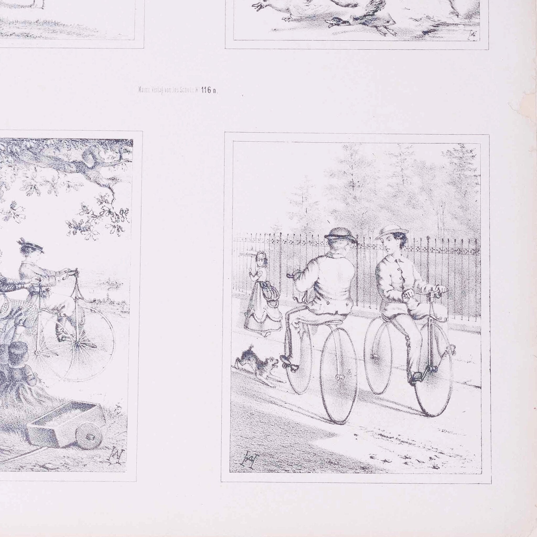 Twee prenten met vier 19e eeuwse scenes, ca. 1870-zoom-8