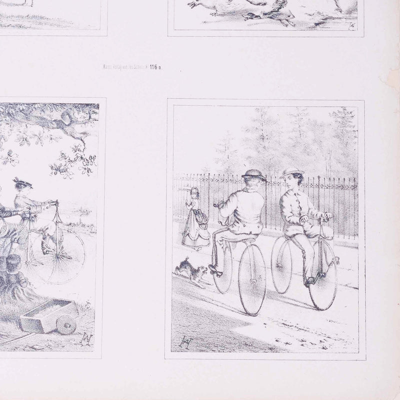 Twee prenten met vier 19e eeuwse scenes, ca. 1870-zoom-
