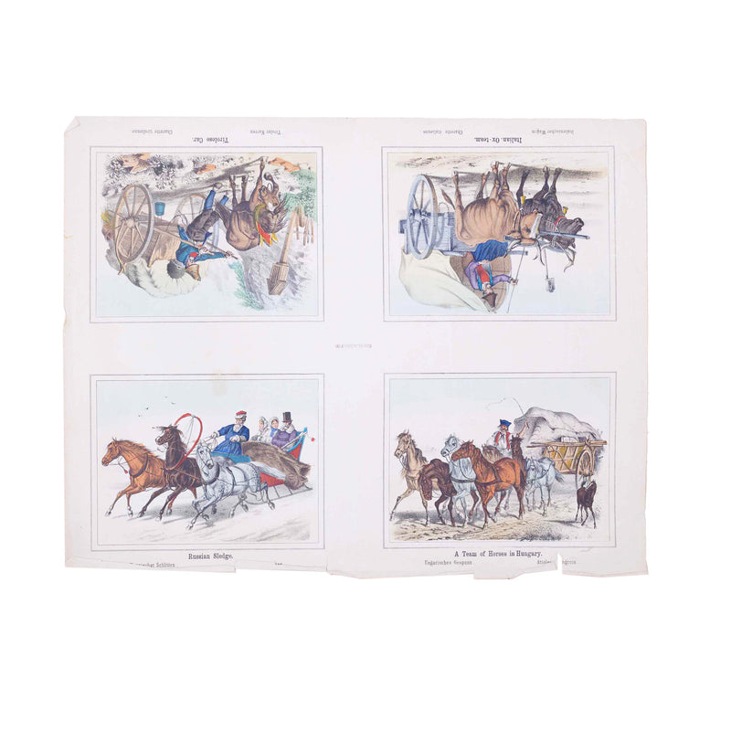 Twee prenten met vier 19e eeuwse scenes, ca. 1870-zoom-