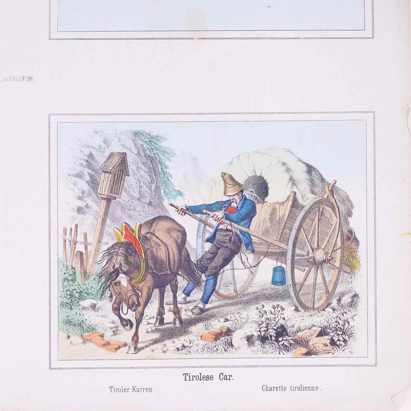 Twee prenten met vier 19e eeuwse scenes, ca. 1870-zoom-