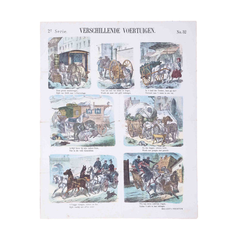 Centsprent 'Verschillende voertuigen'(N° 32), Meijer's prenten, ca 1874-zoom-